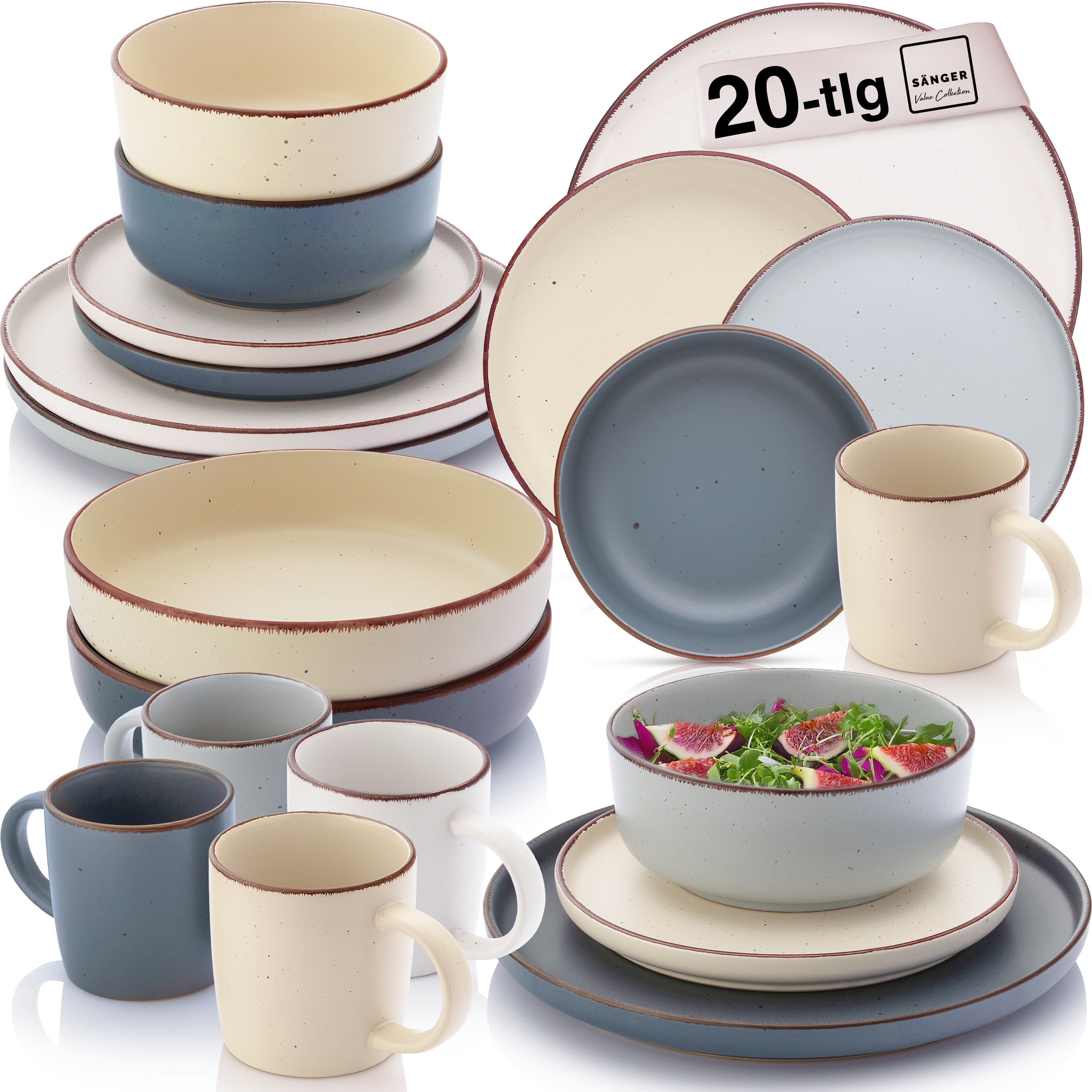 SÄNGER Steingut Geschirrset Bombay Moonlight 20 teilig für 4 Personen