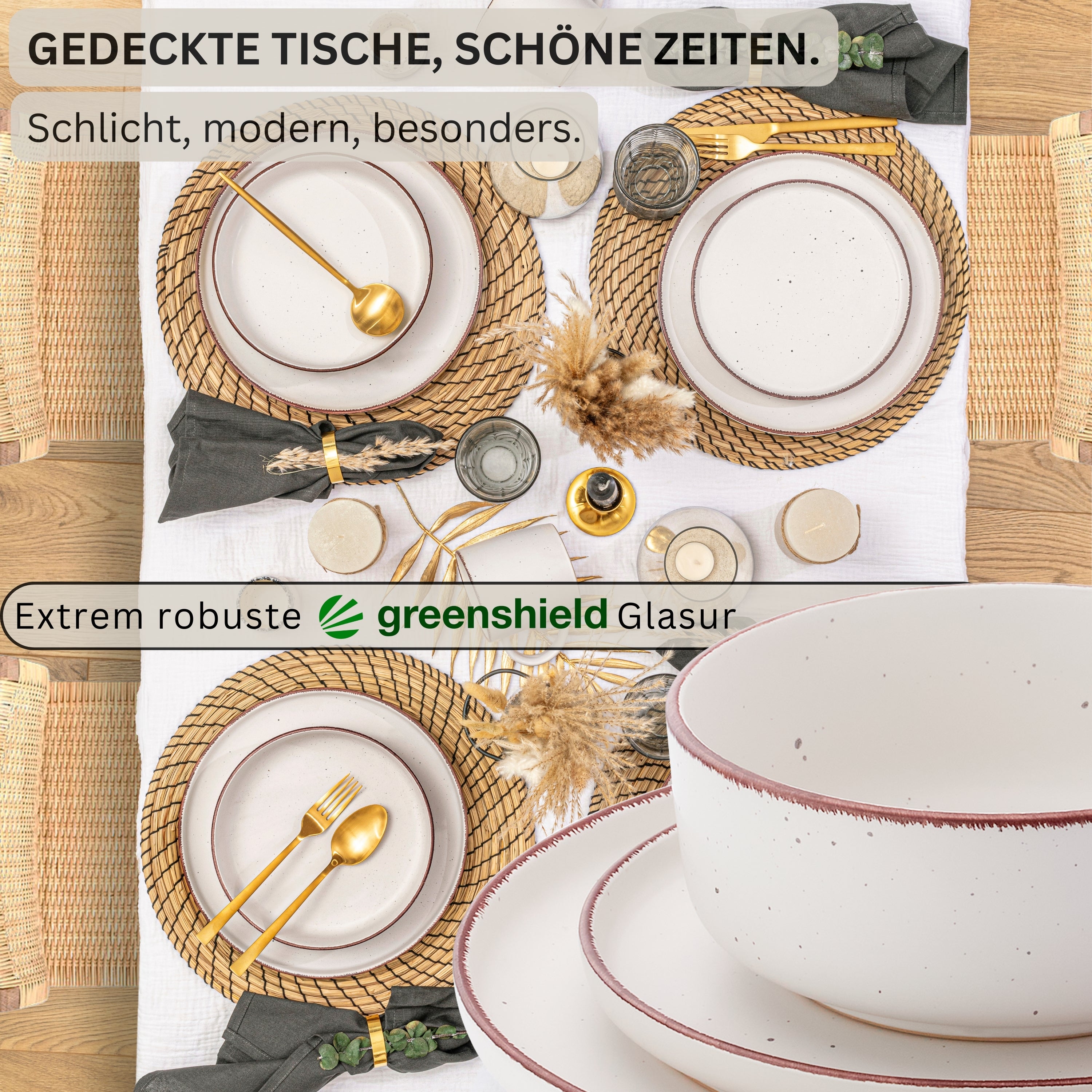 SÄNGER Stoneware Dinnerware Set Bombay Ivory 12 Pieces for 4 People