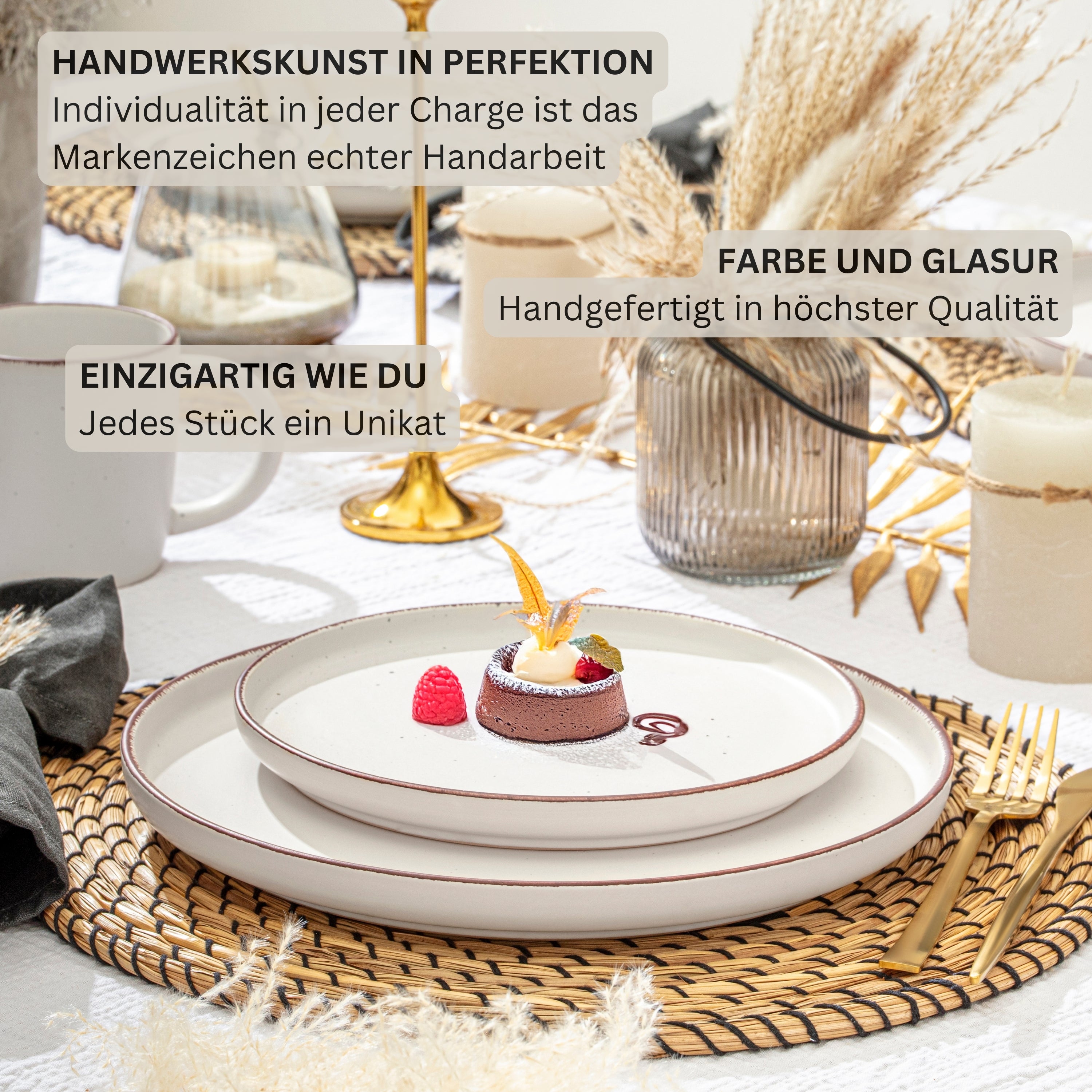 SÄNGER Stoneware Dinnerware Set Bombay Ivory 12 Pieces for 4 People