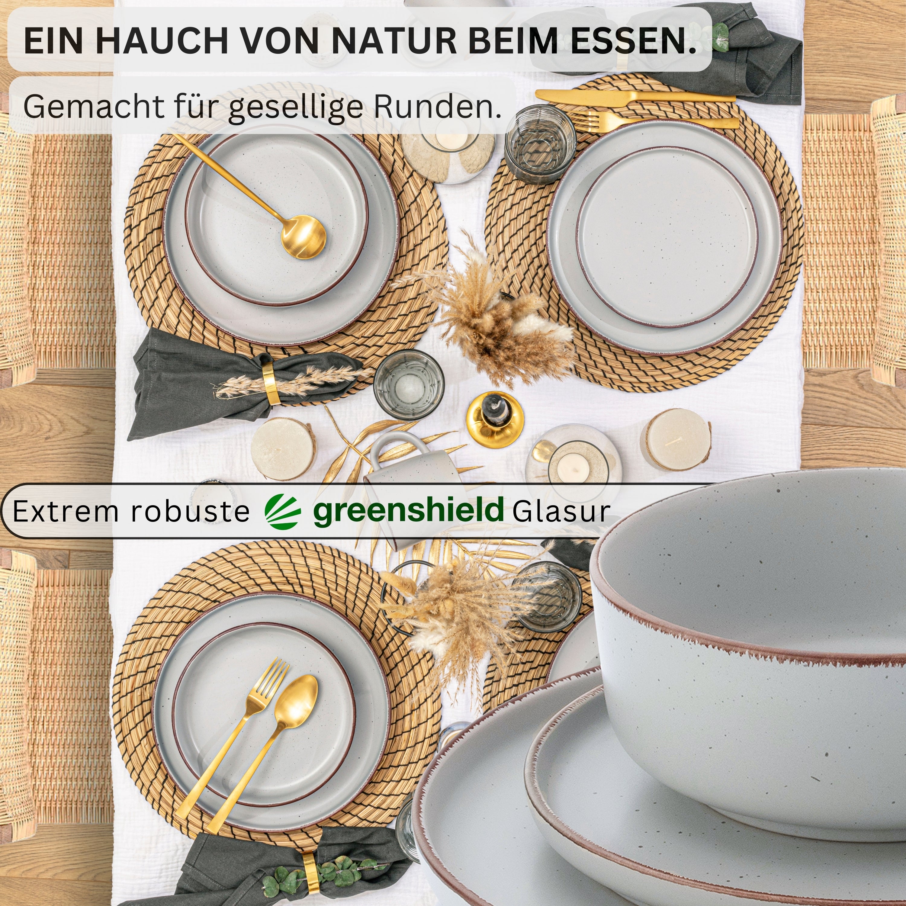 SÄNGER Steingut Geschirrset Bombay Stone 12 teilig für 4 Personen