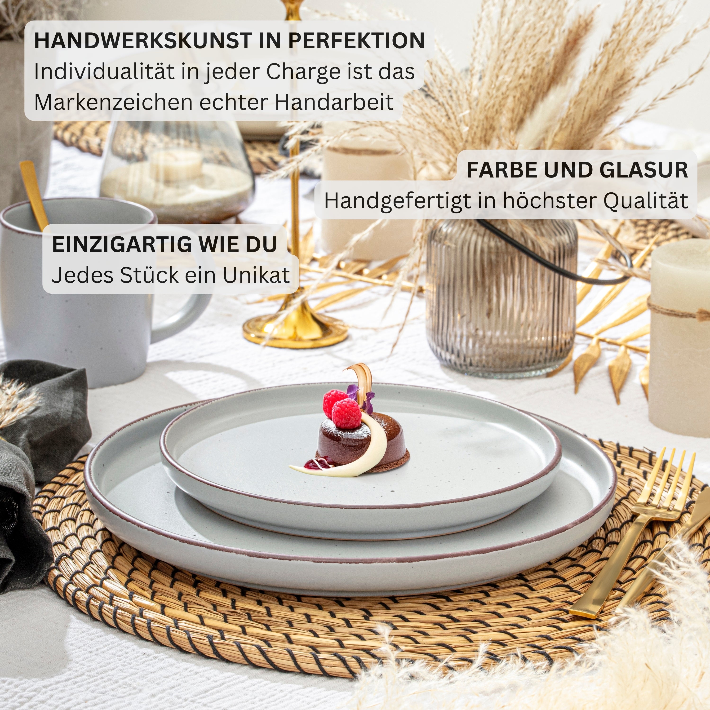 SÄNGER Steingut Geschirrset Bombay Stone 12 teilig für 4 Personen