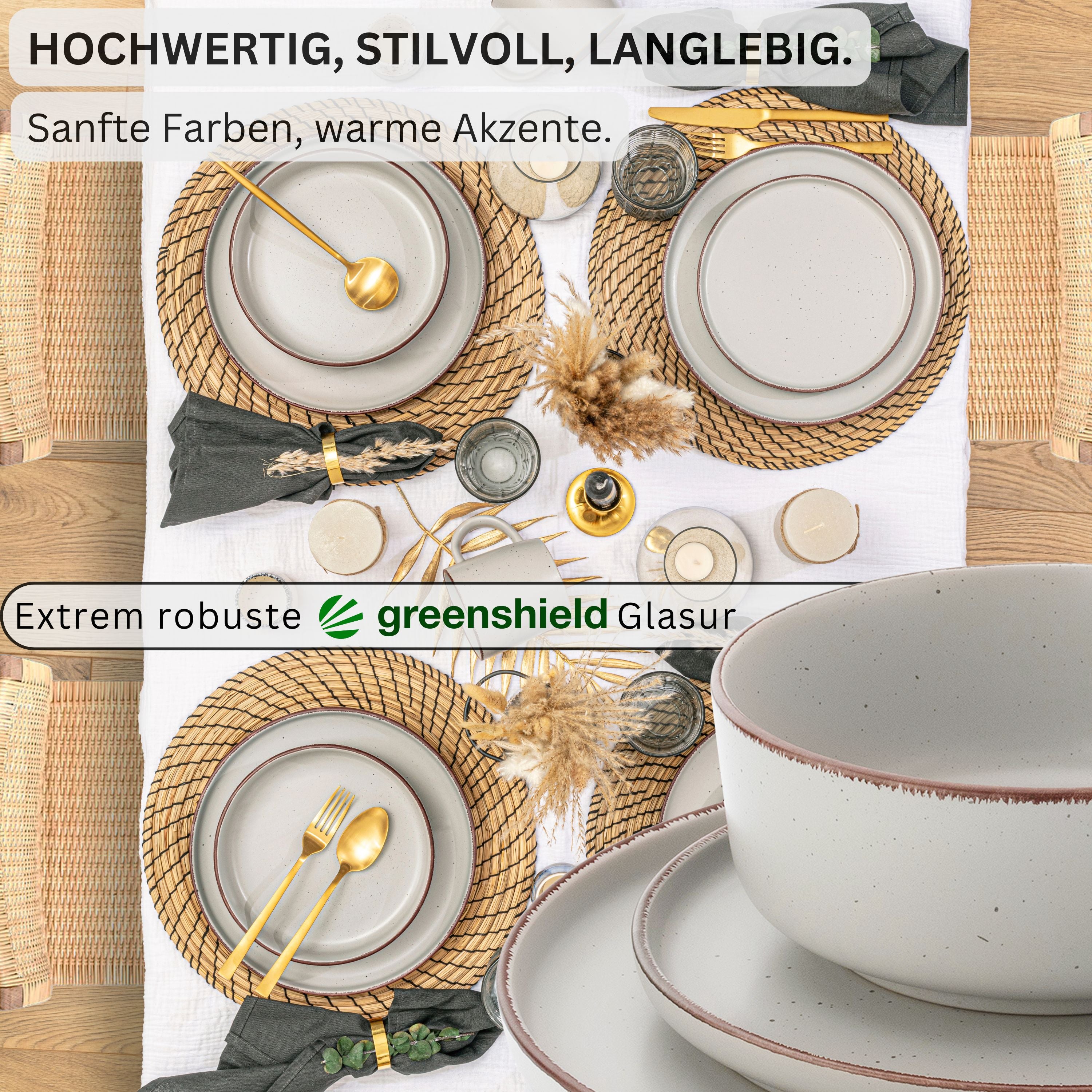 SÄNGER Steingut Geschirrset Bombay Stone 16 teilig für 4 Personen