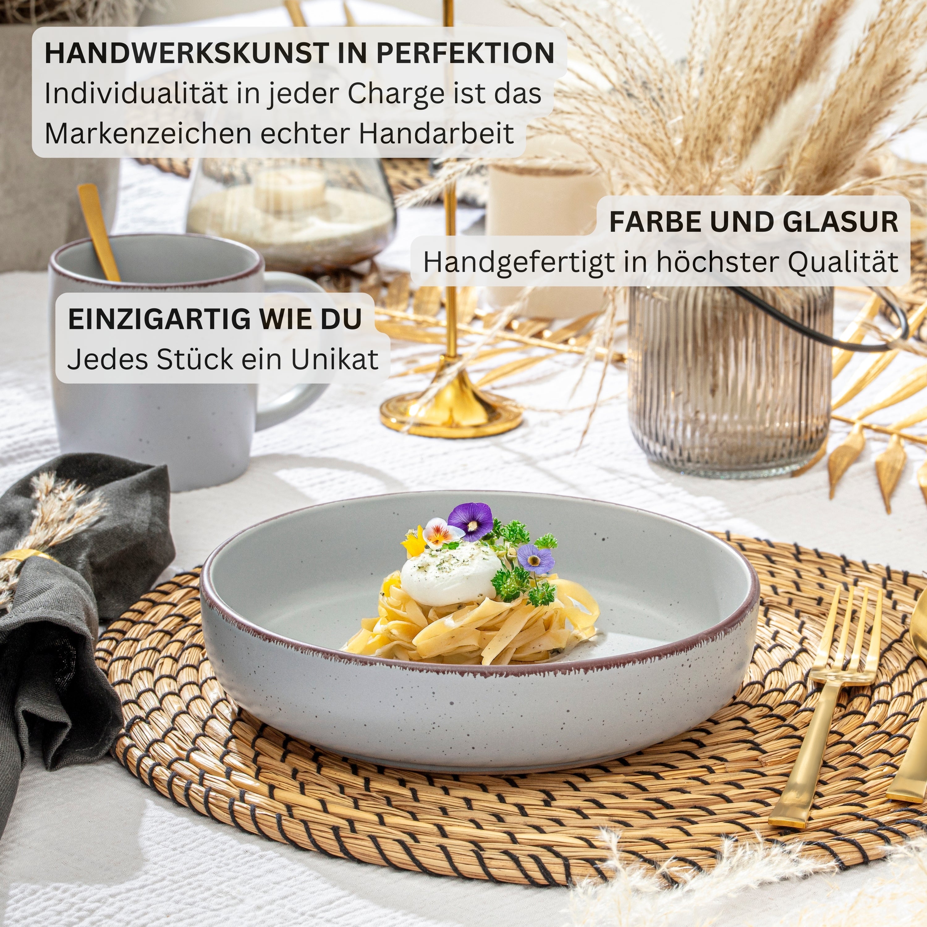 SÄNGER Steingut Geschirrset Bombay Stone 16 teilig für 4 Personen