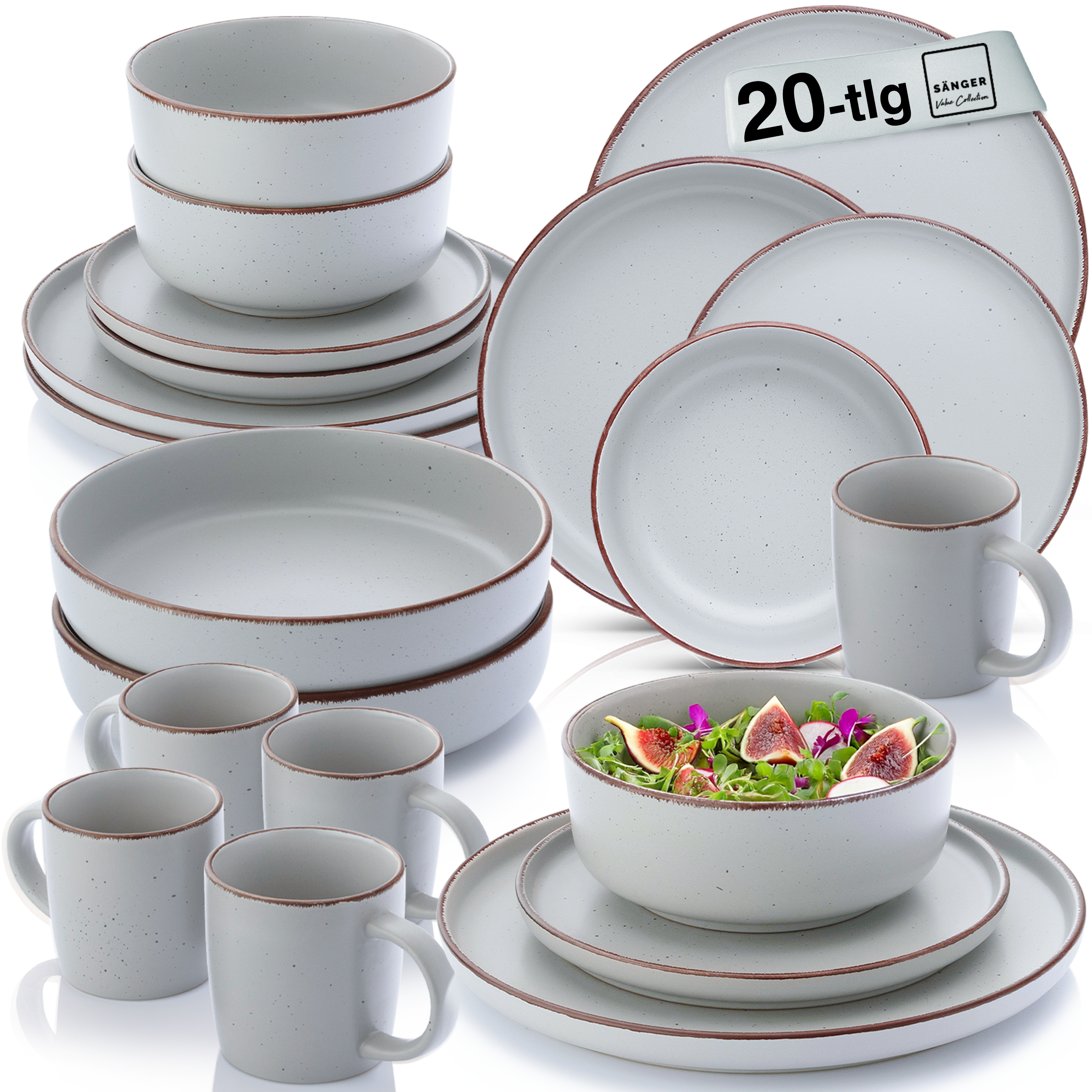 SÄNGER Steingut Geschirrset Bombay Stone 20 teilig für 4 Personen