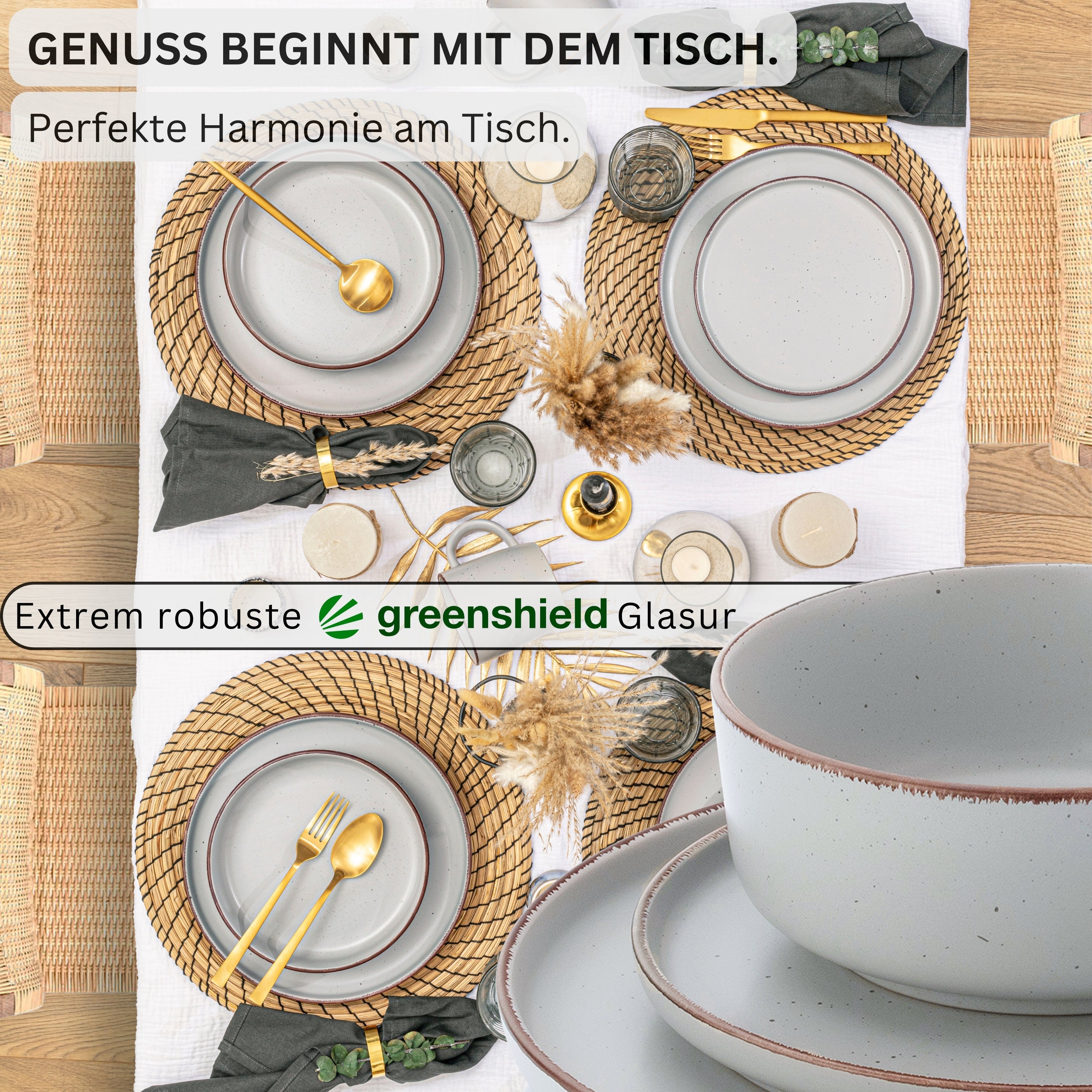 SÄNGER Steingut Geschirrset Bombay Stone 20 teilig für 4 Personen