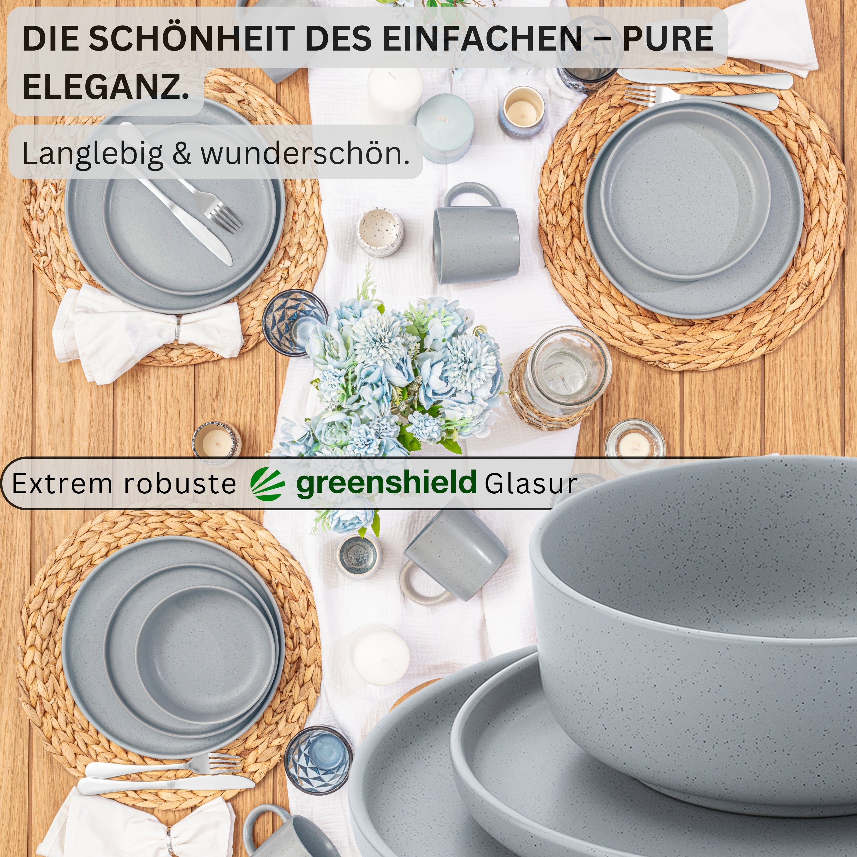SÄNGER Steingut Geschirrset Leeds Sterling 24 teilig für 6 Personen