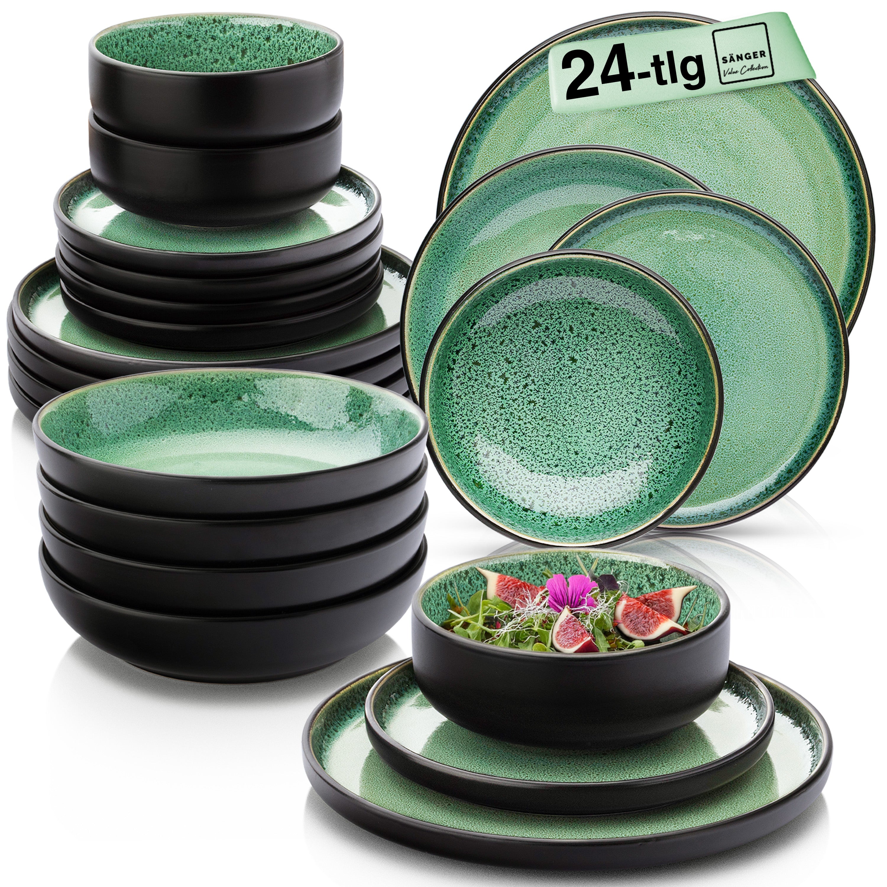 SÄNGER Steingut Geschirrset Greenwich 24 teilig für 6 Personen