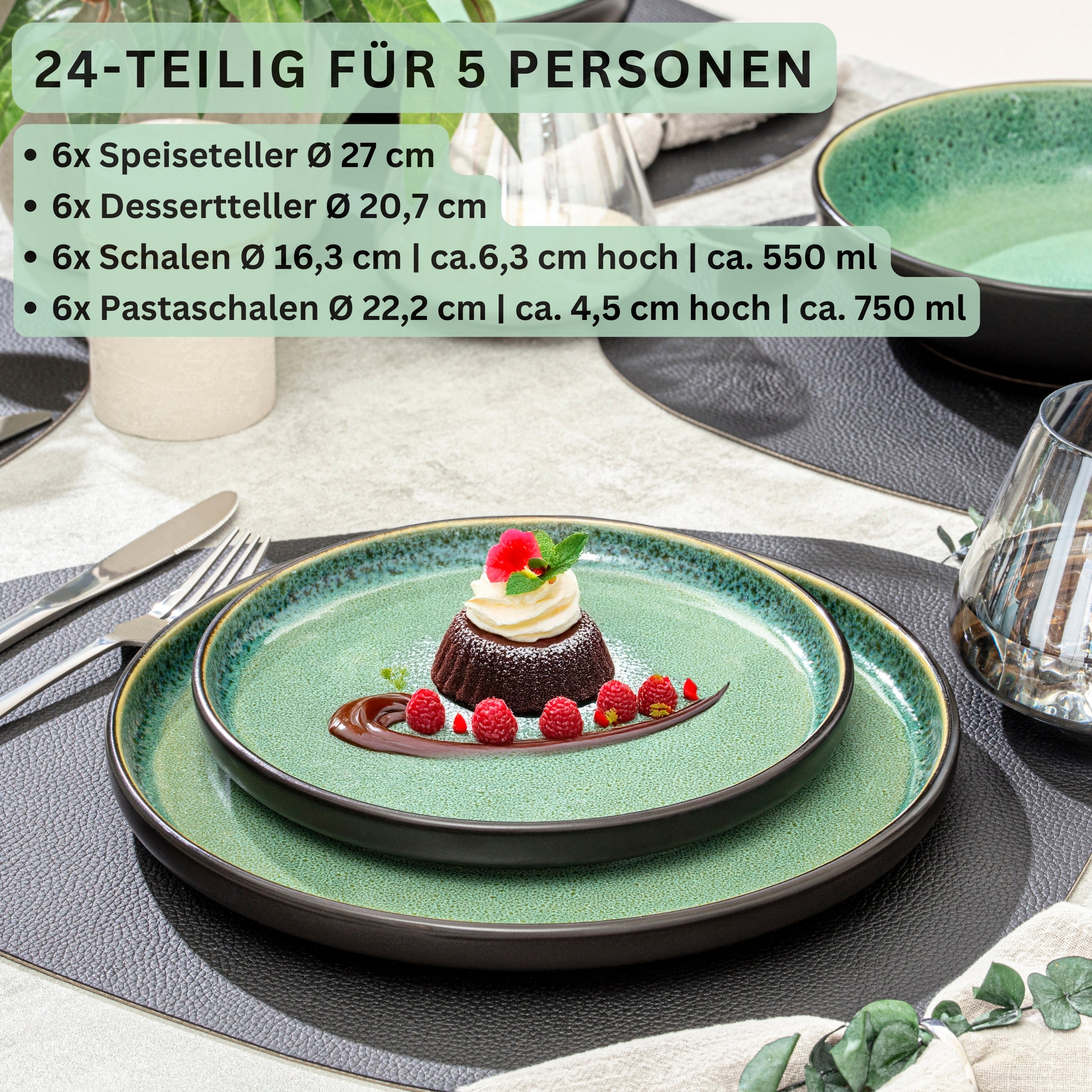 SÄNGER Steingut Geschirrset Greenwich 24 teilig für 6 Personen