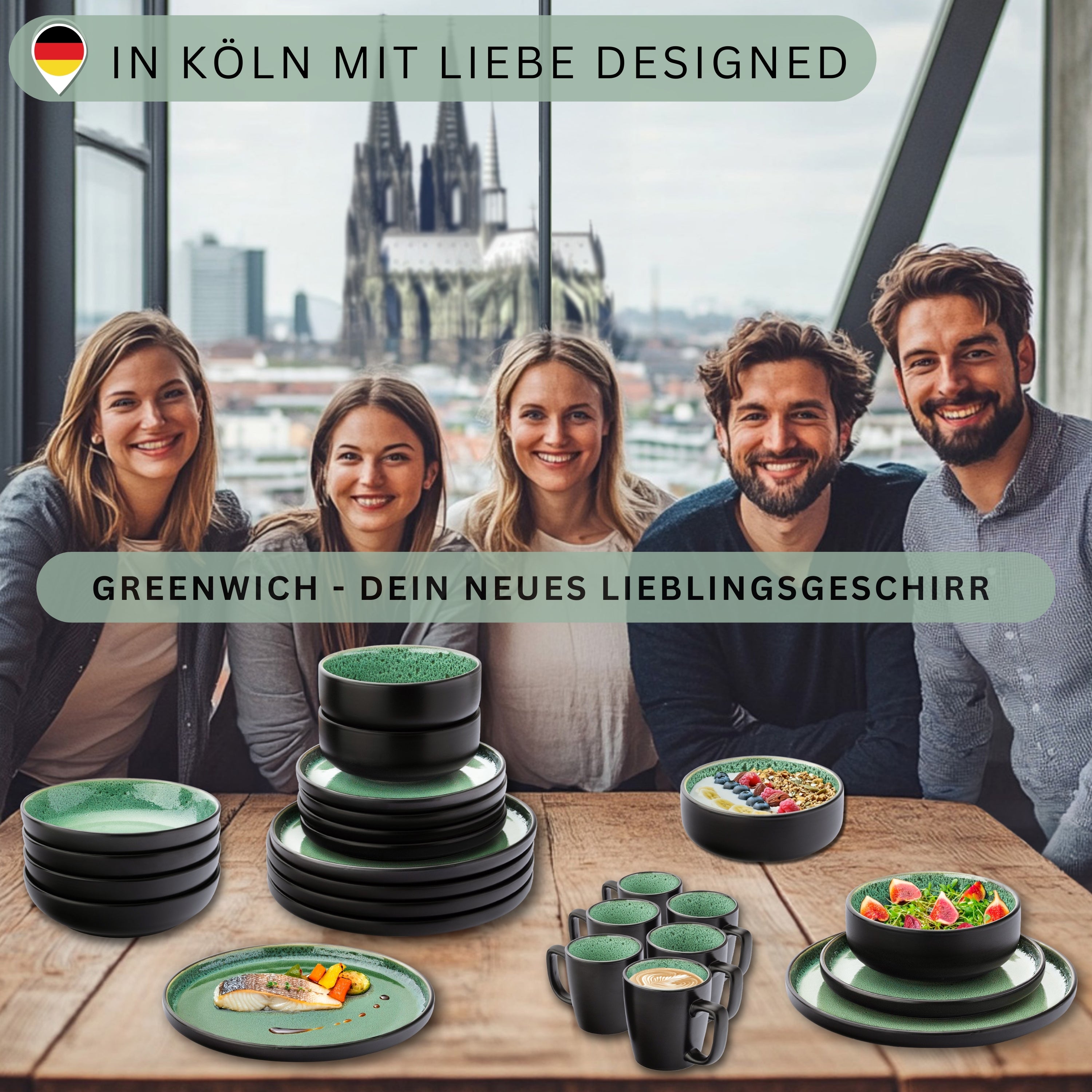 SÄNGER Steingut Geschirrset Greenwich 24 teilig für 6 Personen