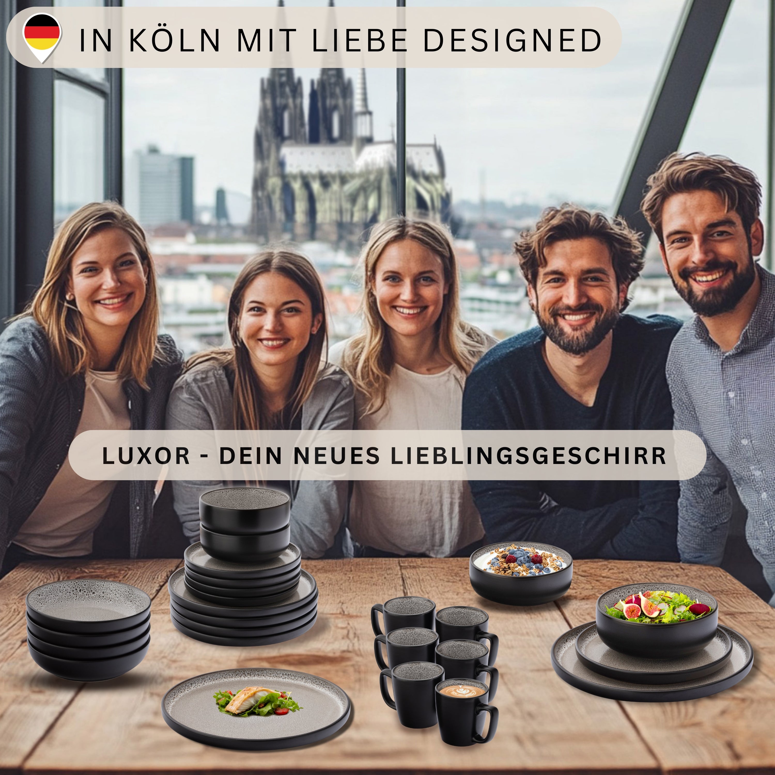 SÄNGER Stoneware Dinnerware Set Luxor 24-piece for 6 People