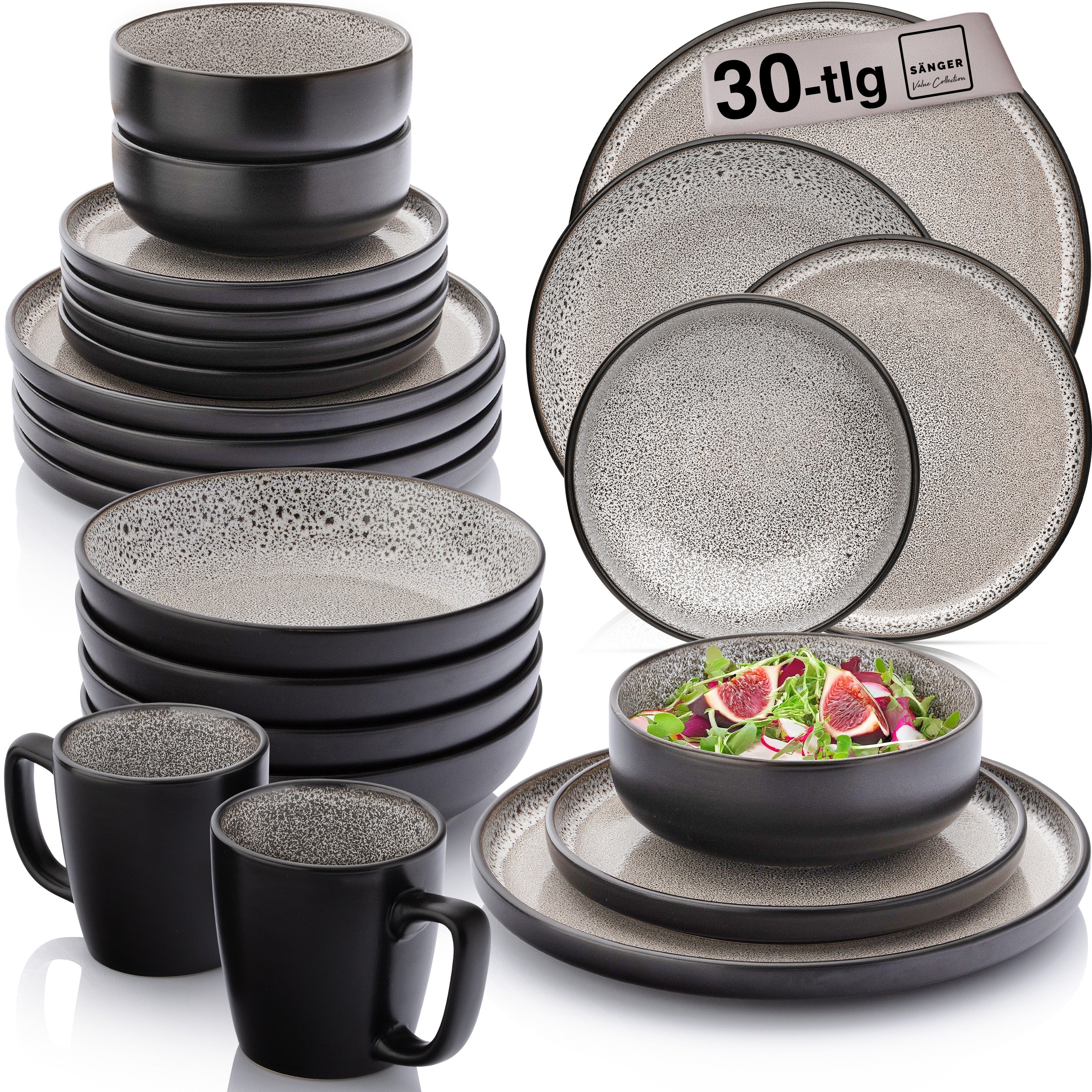 SÄNGER Steingut Geschirrset Luxor 30 teilig für 6 Personen