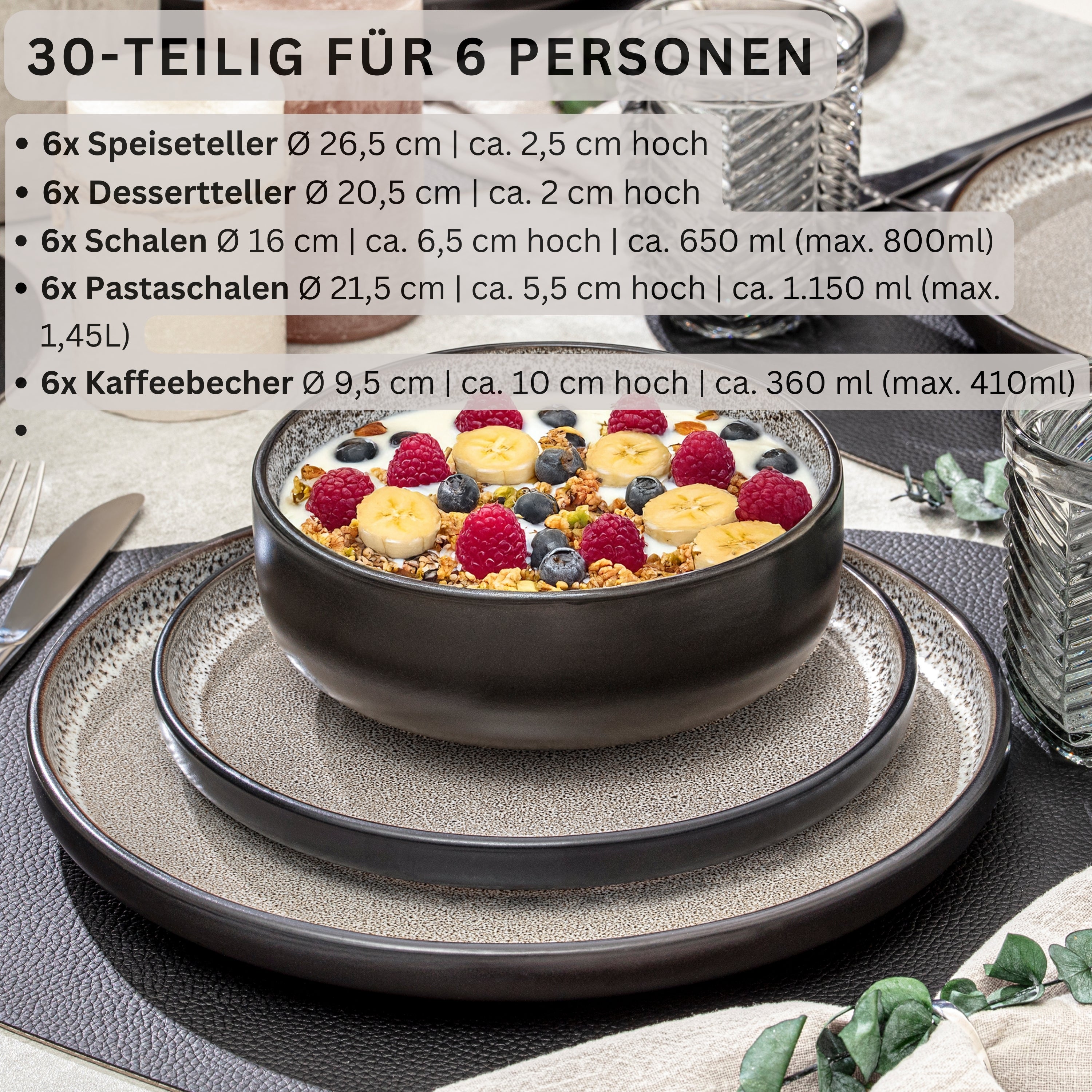 SÄNGER Steingut Geschirrset Luxor 30 teilig für 6 Personen