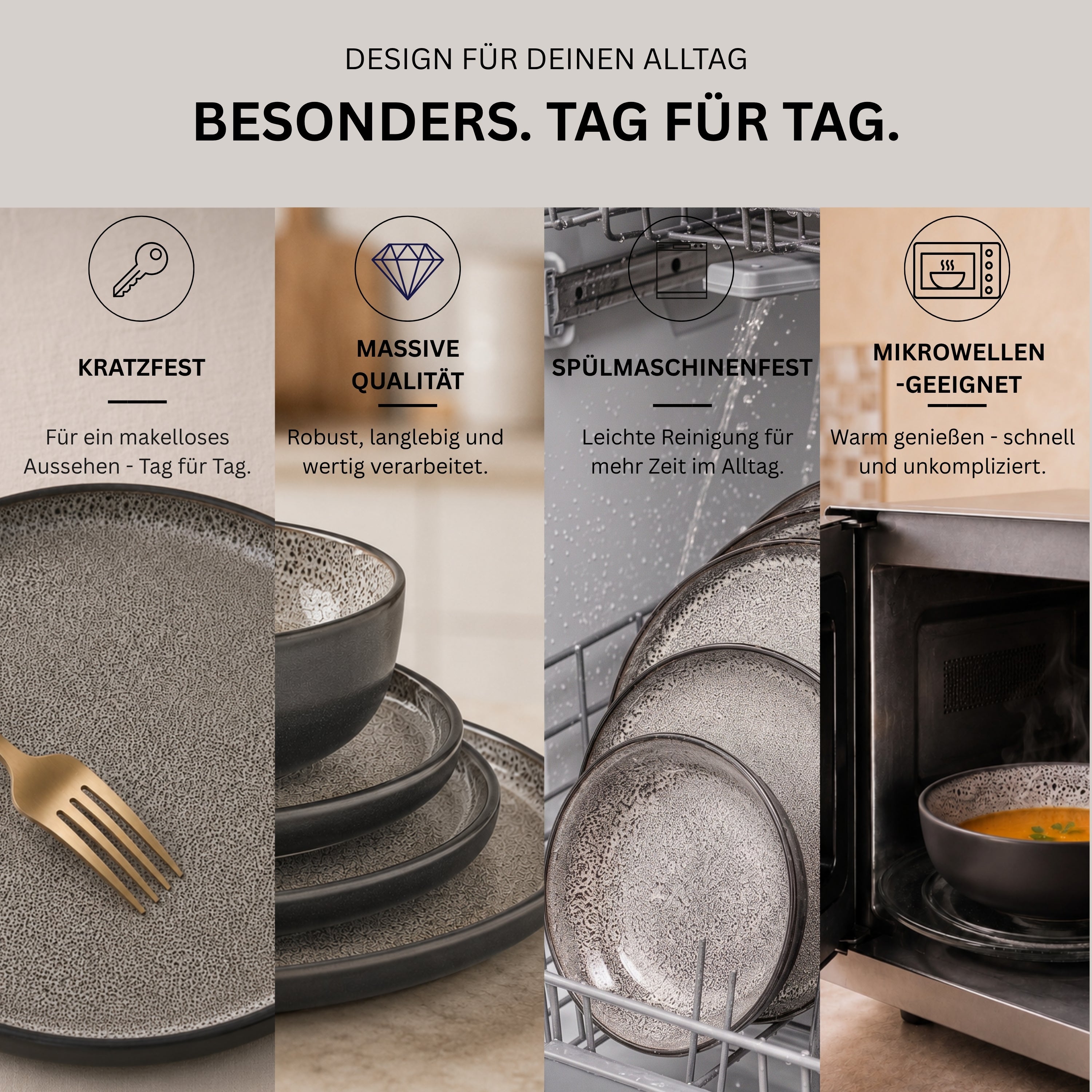 SÄNGER Steingut Geschirrset Luxor 30 teilig für 6 Personen