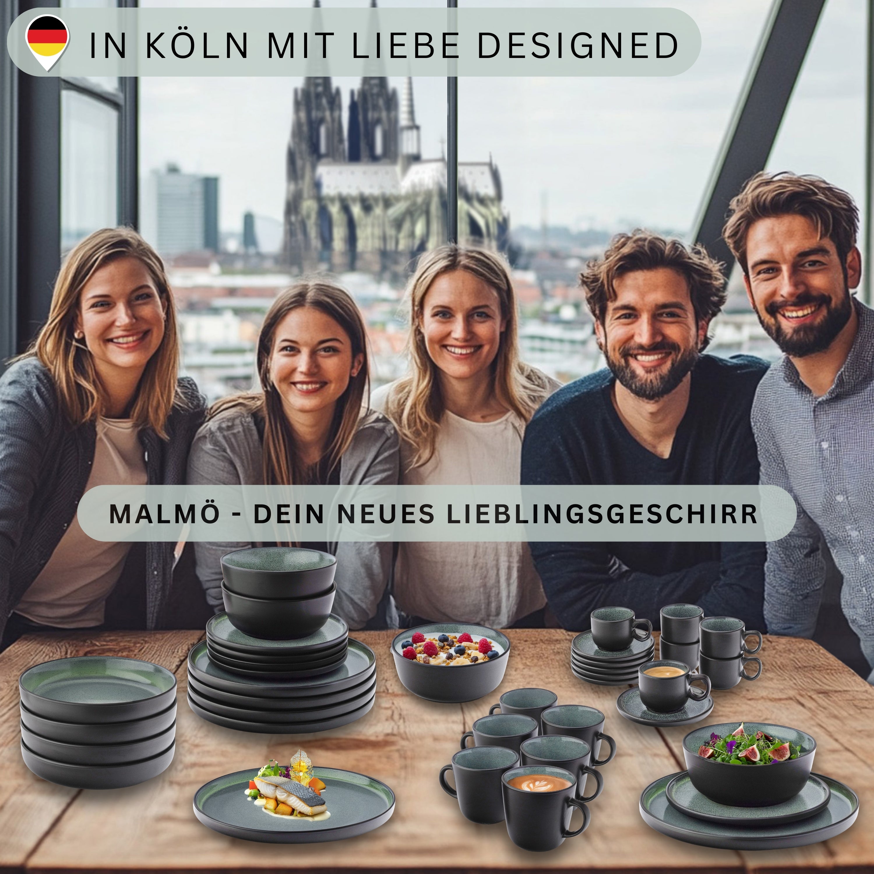 SÄNGER Steingut Geschirrset Malmö 24-teilig für 6 Personen