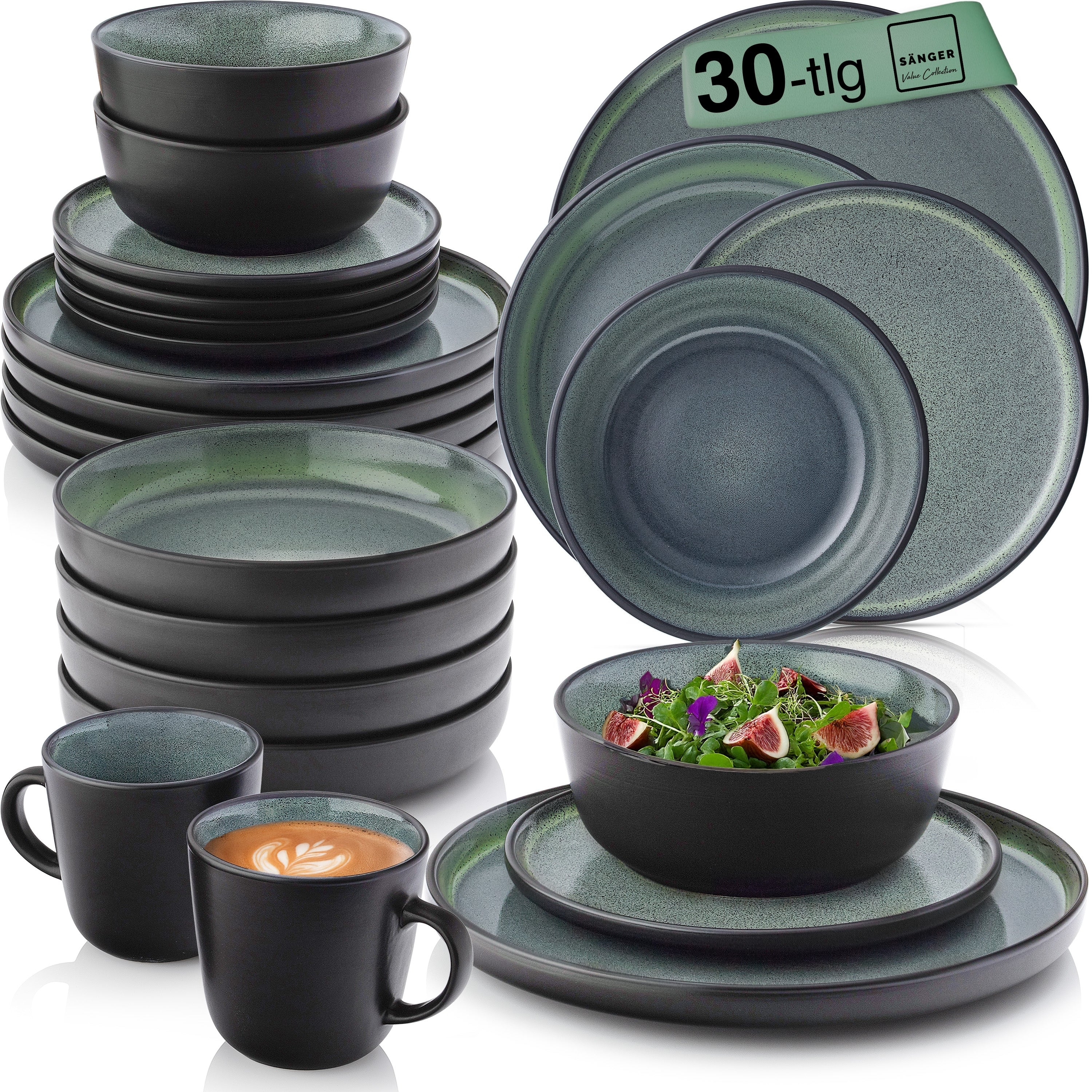 SÄNGER Steingut Geschirrset Malmö 30-teilig für 6 Personen