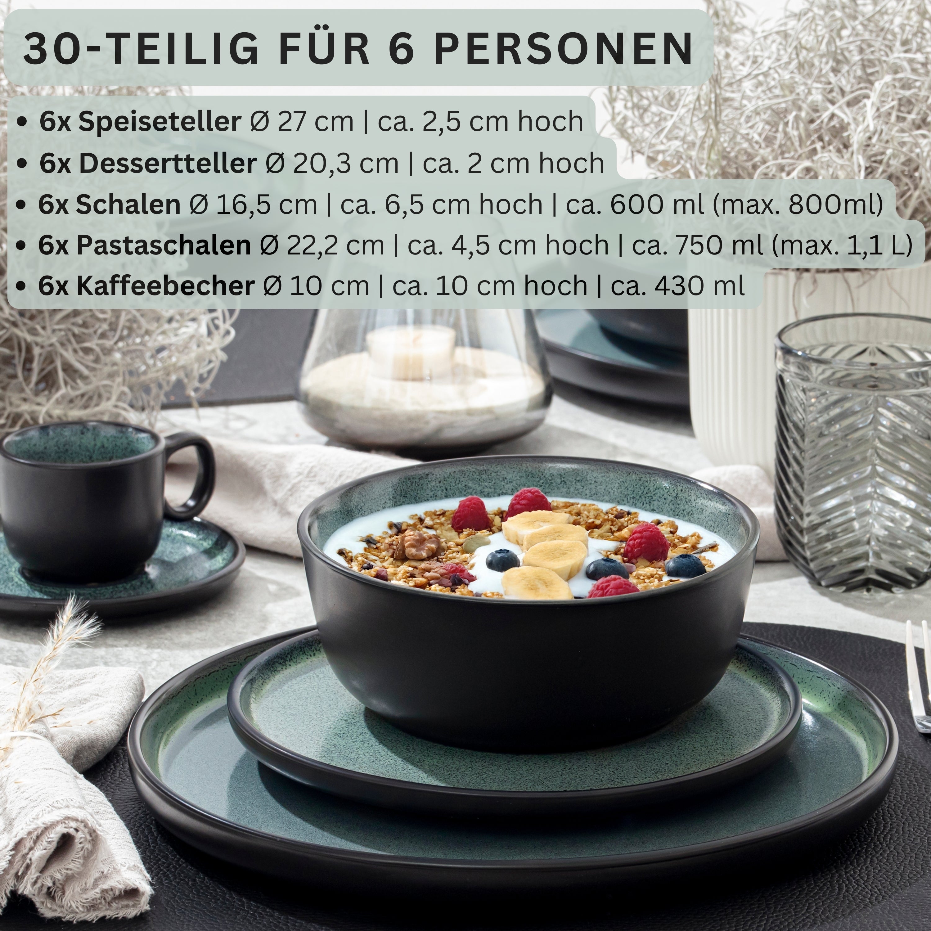 SÄNGER Steingut Geschirrset Malmö 30-teilig für 6 Personen