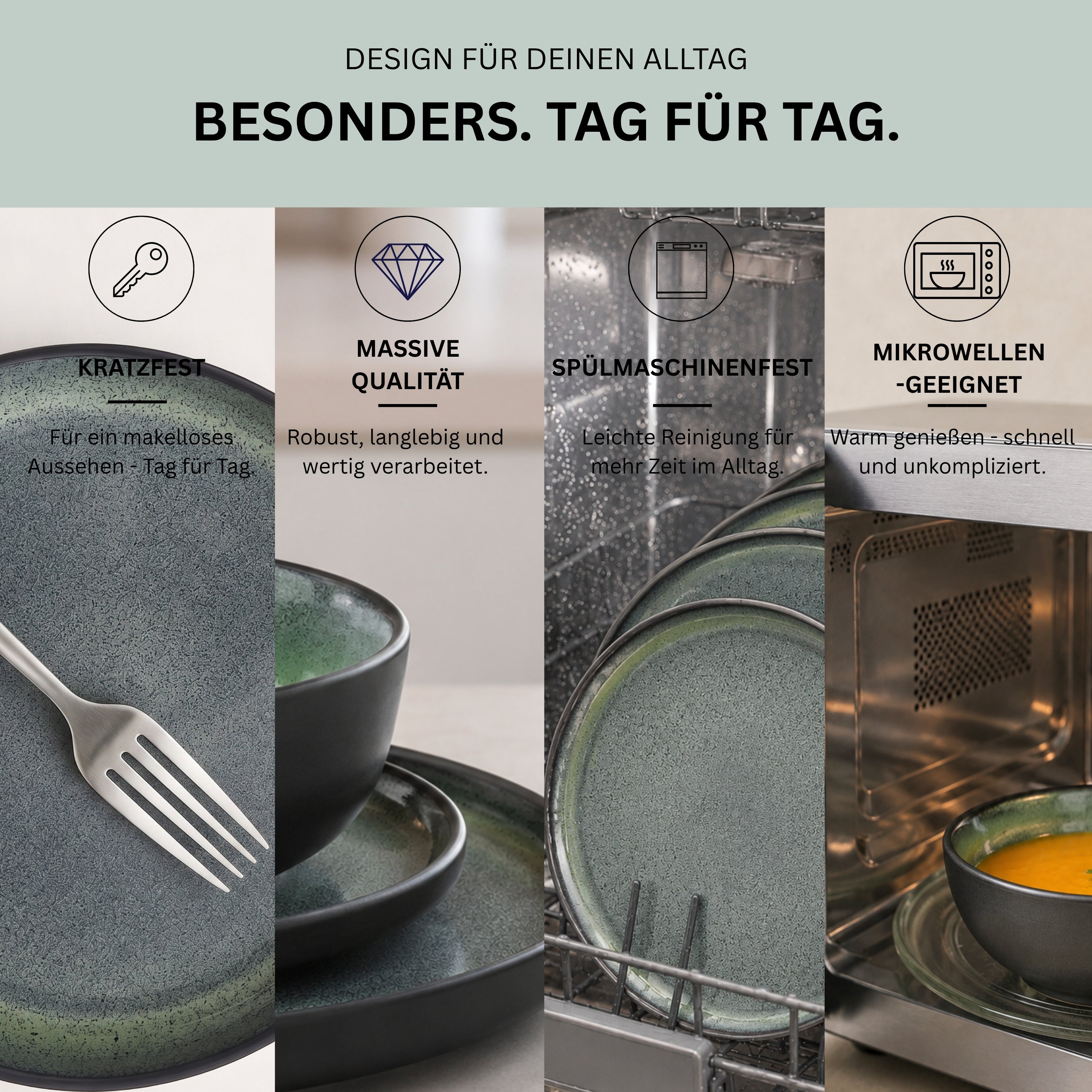 SÄNGER Steingut Geschirrset Malmö 30-teilig für 6 Personen
