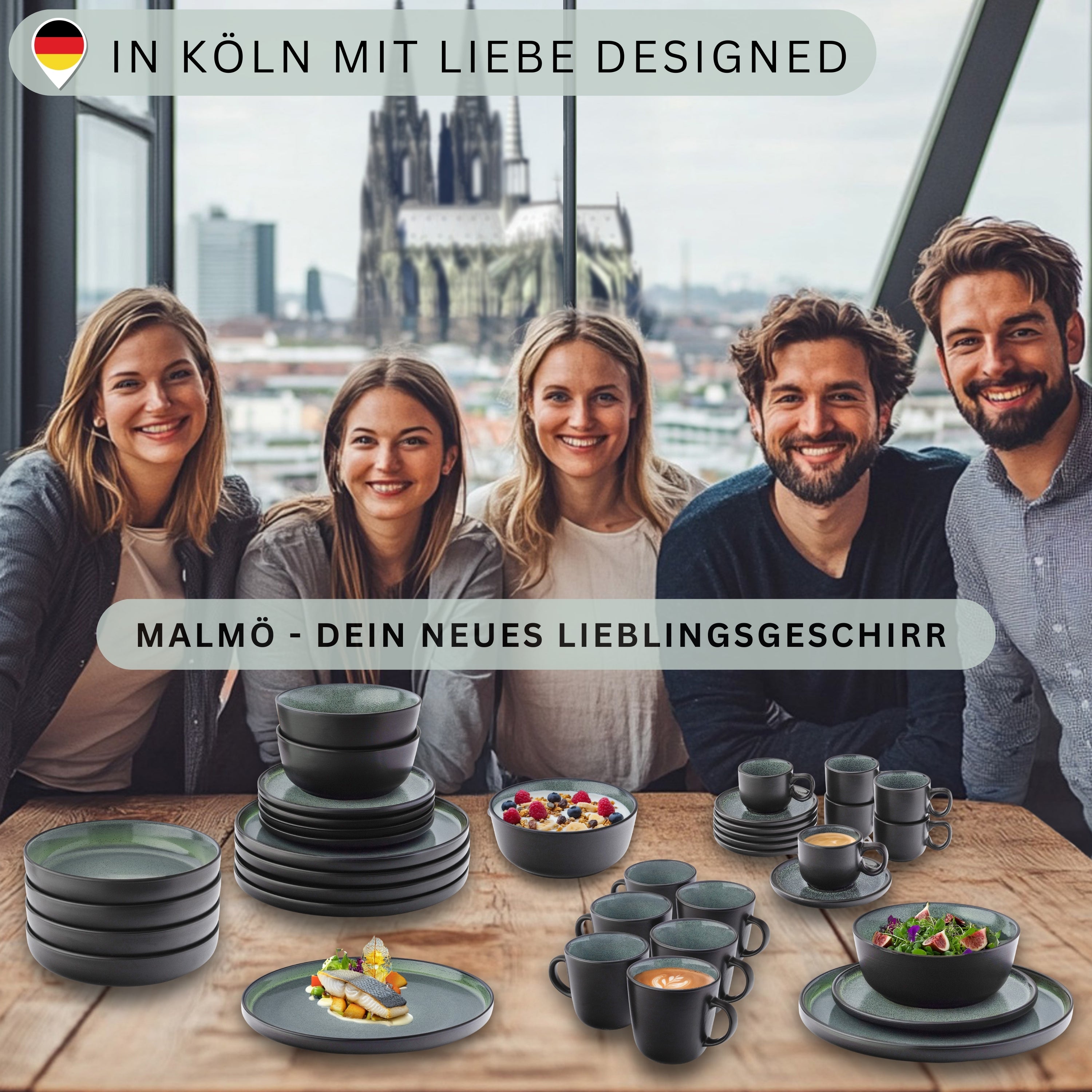 SÄNGER Steingut Geschirrset Malmö 30-teilig für 6 Personen