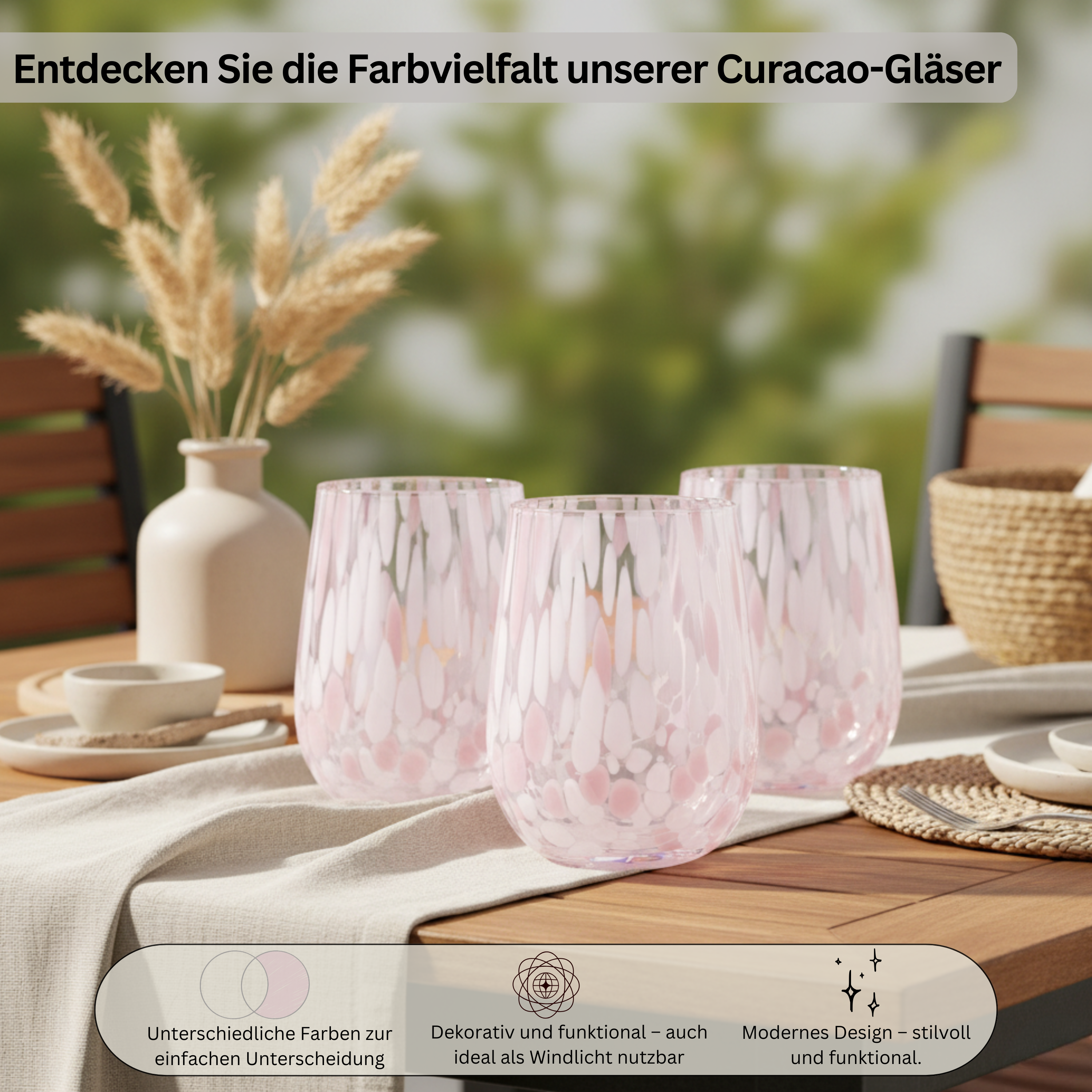 SÄNGER Trinkgläser Set Curacao 4 teilig - weiß/rosa