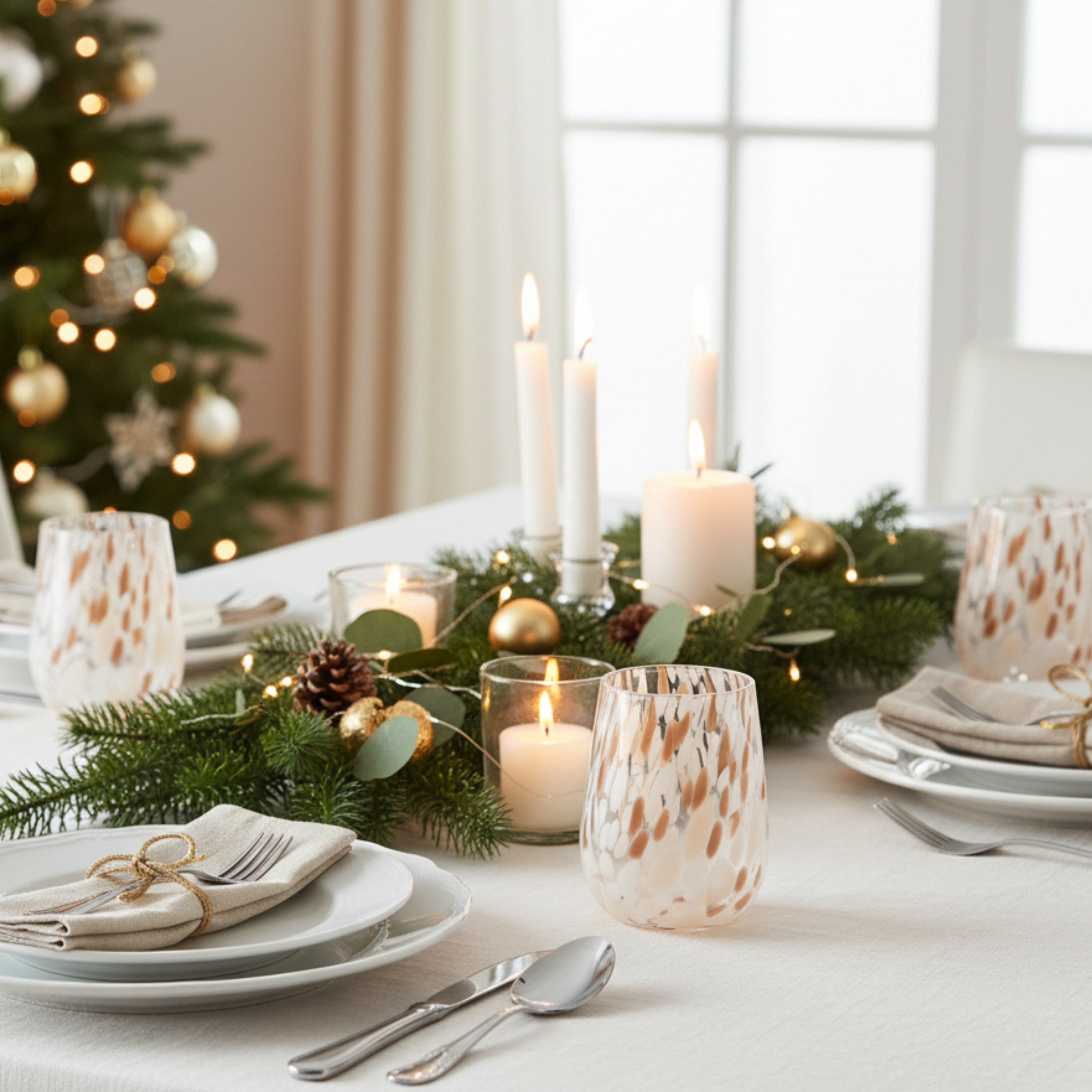 SÄNGER Trinkgläser Set Curacao 4 teilig - weiß/beige/braun