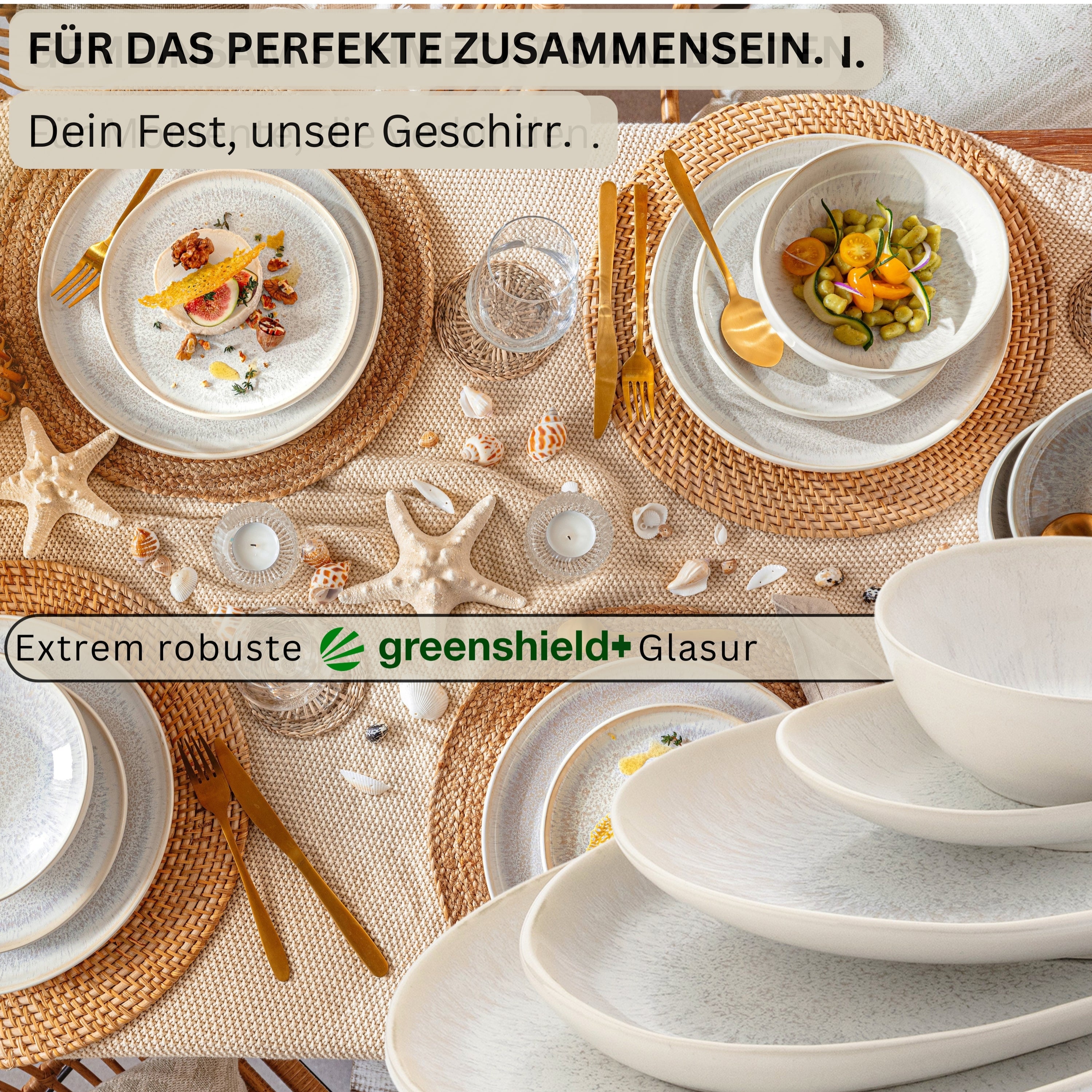 SÄNGER Steingut Servierplatten Set Korfu 15 teilig