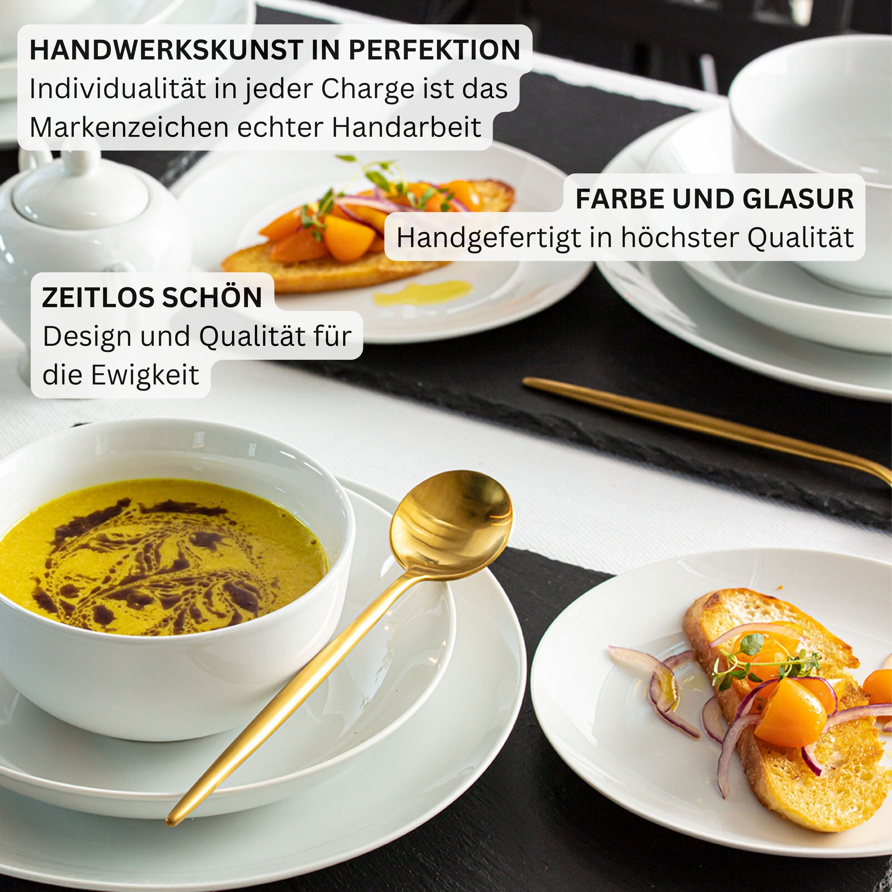 SÄNGER Porzellan Geschirrset New Port, Tafelservice 18 teilig für 6 Personen mit Müslischalen