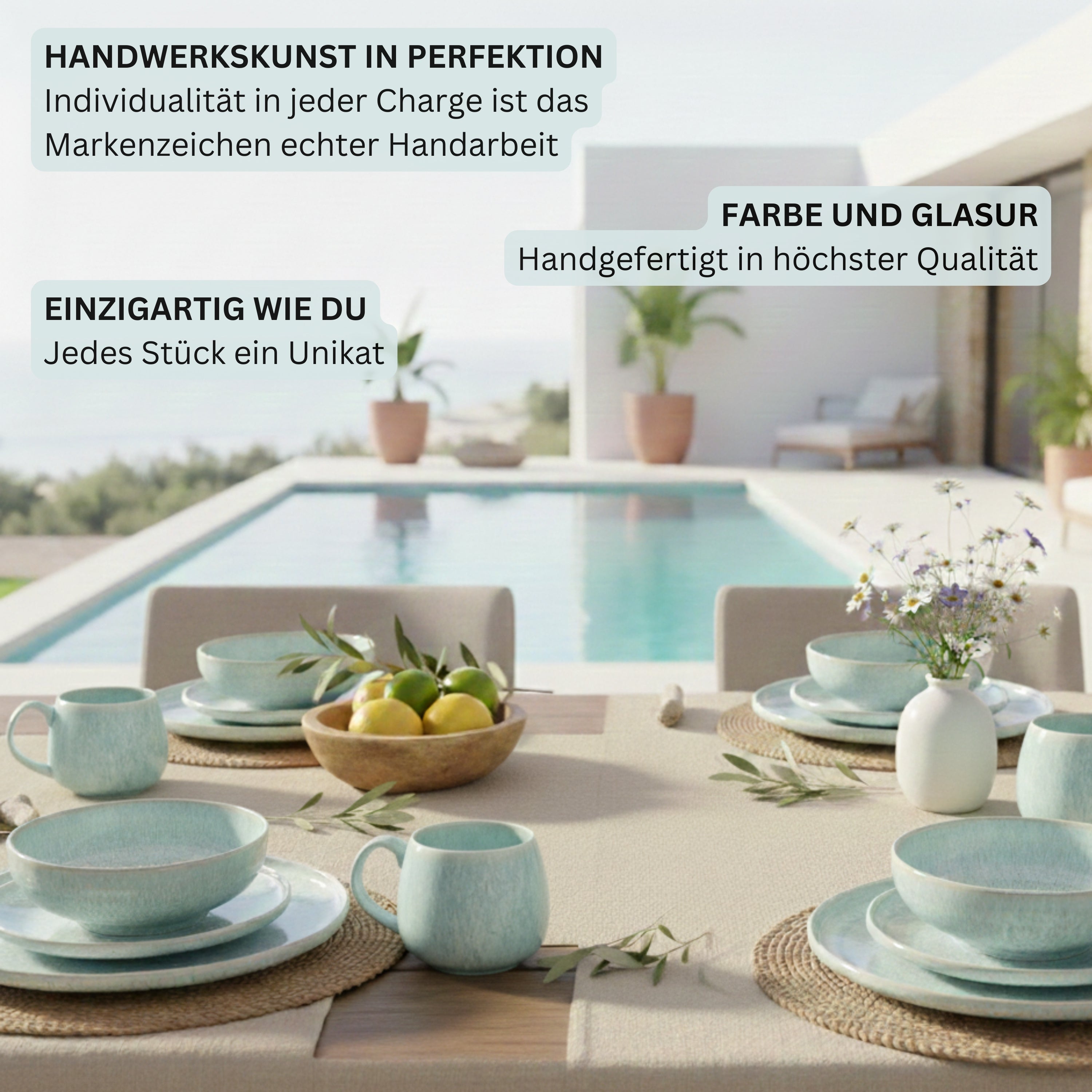 SÄNGER Steingut Geschirrset Paros, Kombiservice 16 teilig für 4 Personen