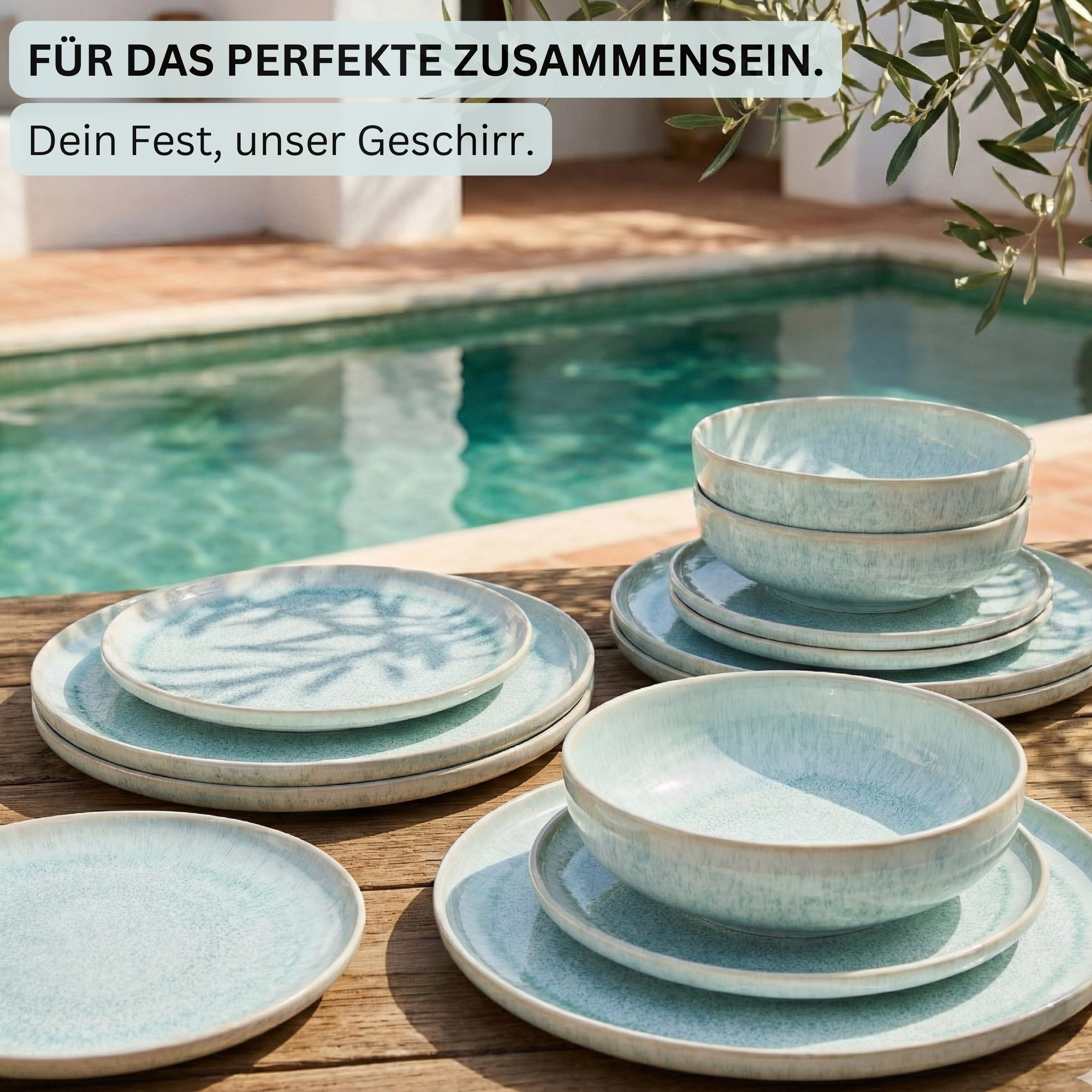 SÄNGER Steingut Geschirrset Paros, Kombiservice 16 teilig für 4 Personen