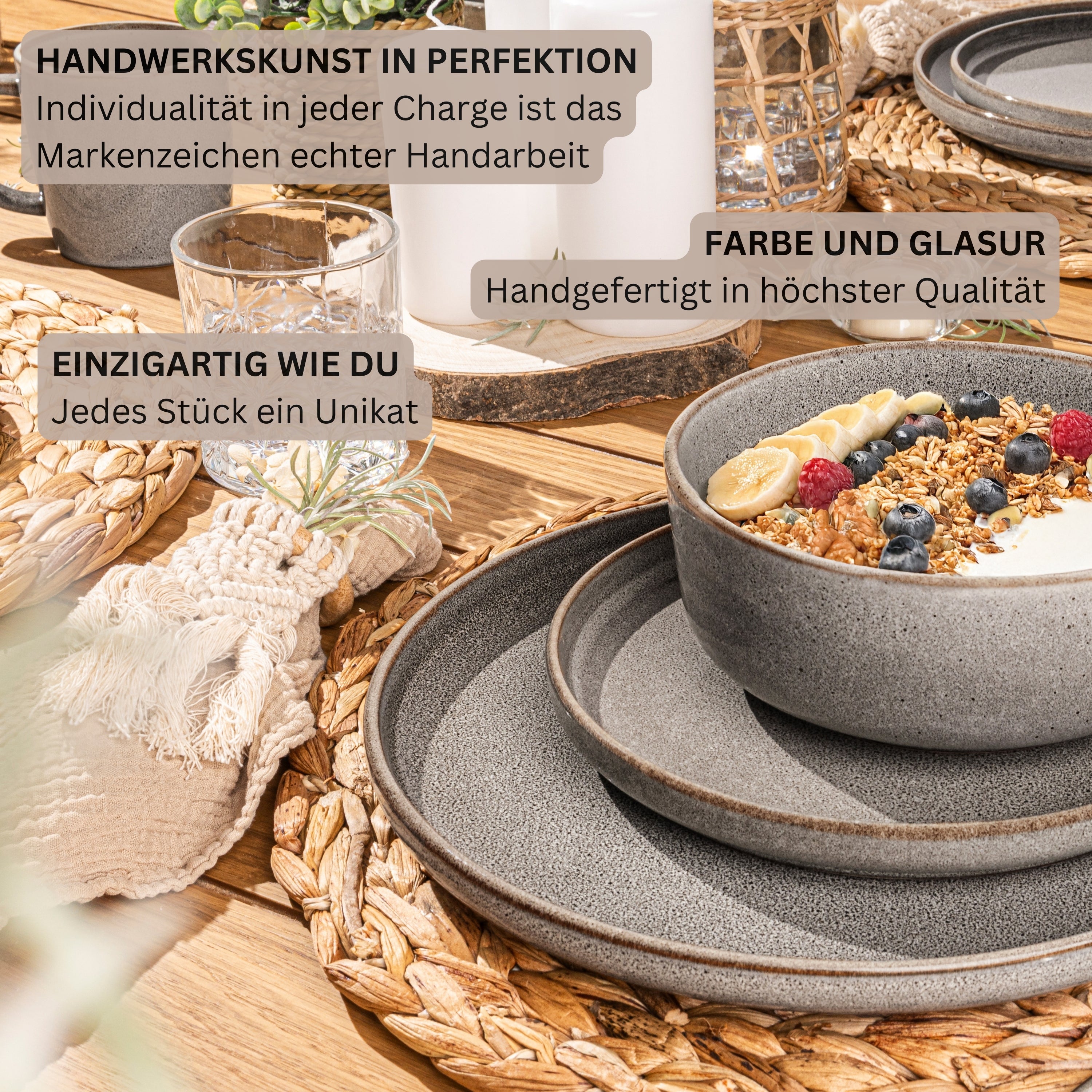 SÄNGER Schalen Set Kairo Graphit - 6 teilig aus Steingut