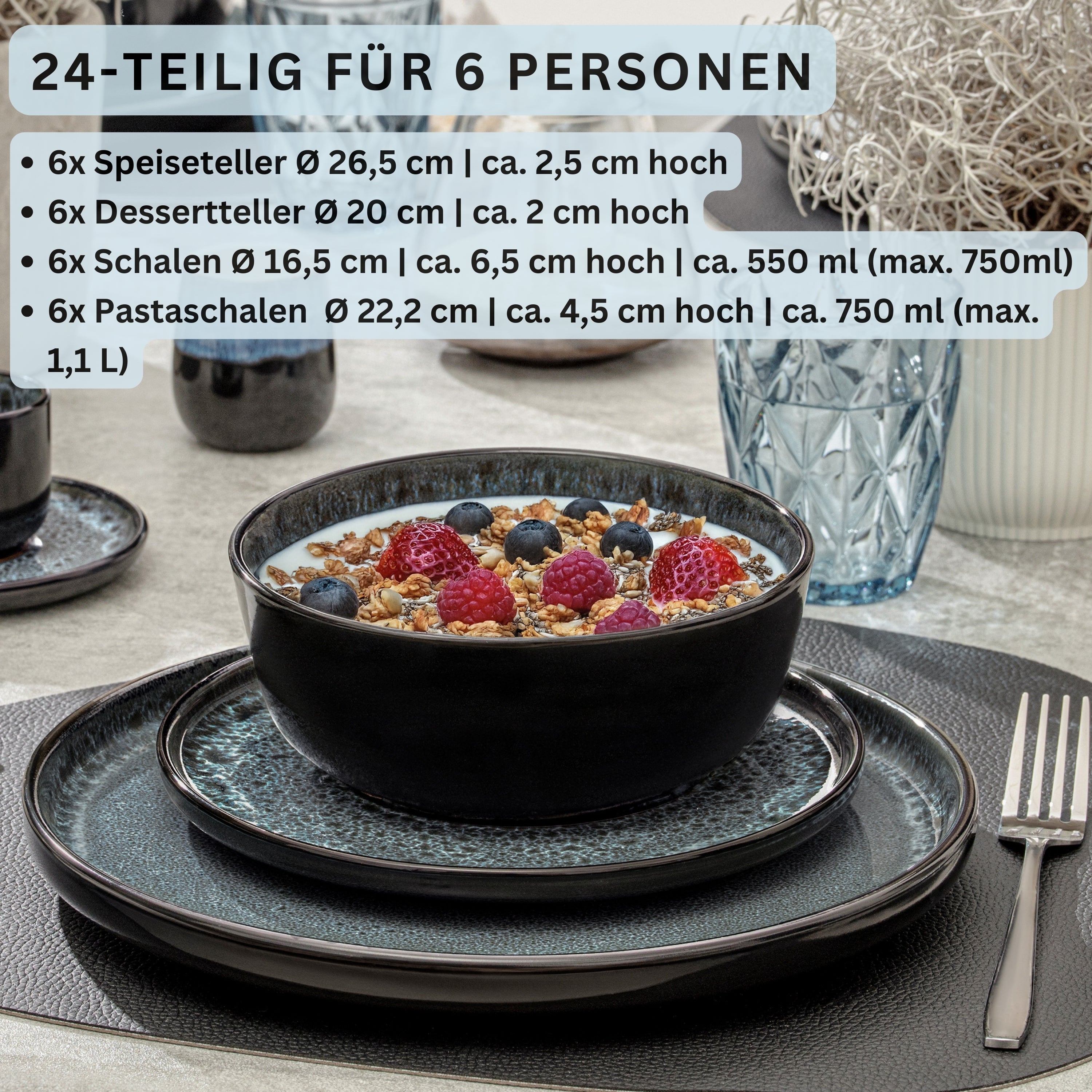 SÄNGER Steingut Tafelservice Manila 24 teilig für 6 Personen