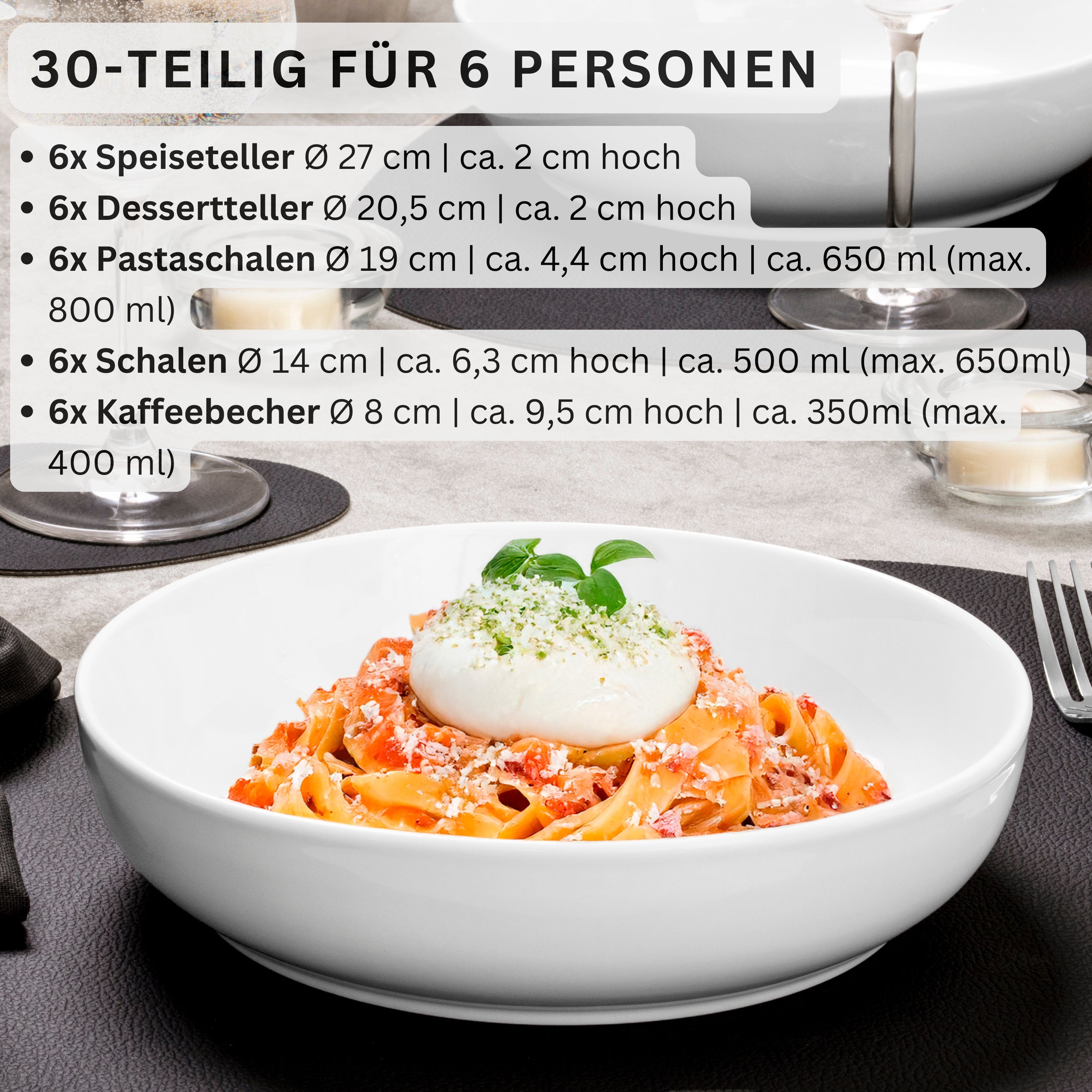 SÄNGER Porzellan Geschirrset Marlo 30-teilig für 6 Personen