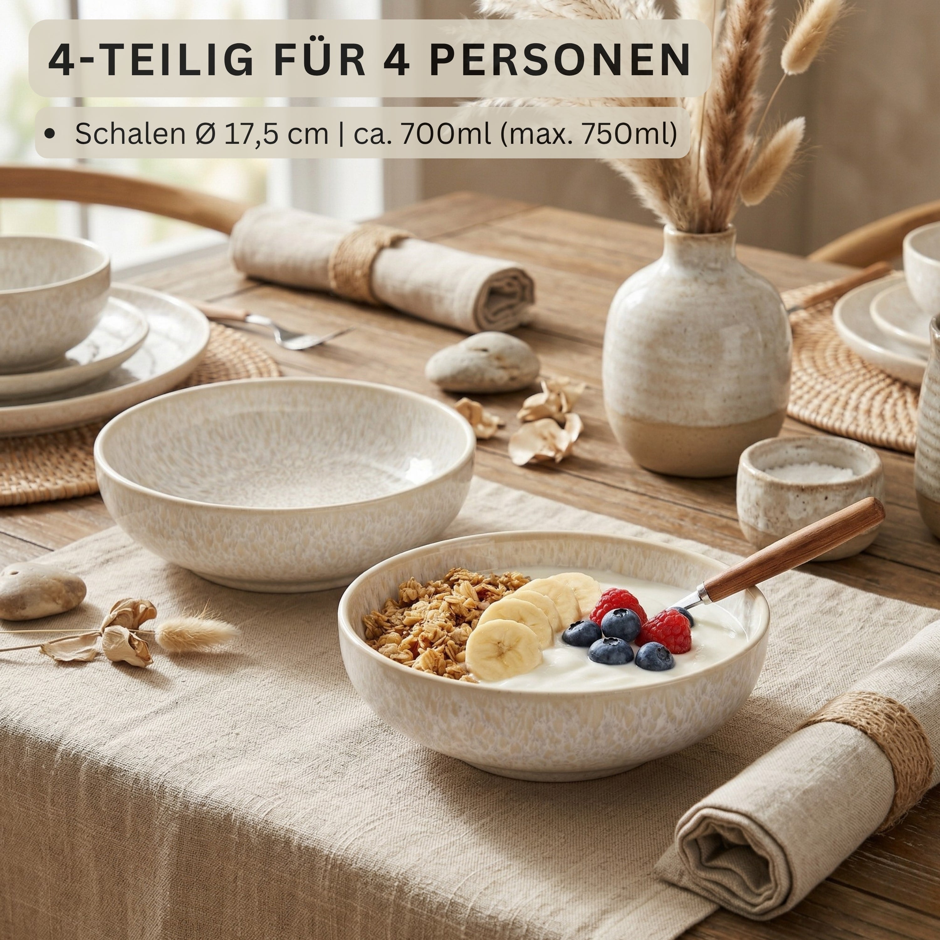 SÄNGER Steingut Bowl Korfu 4 teilig