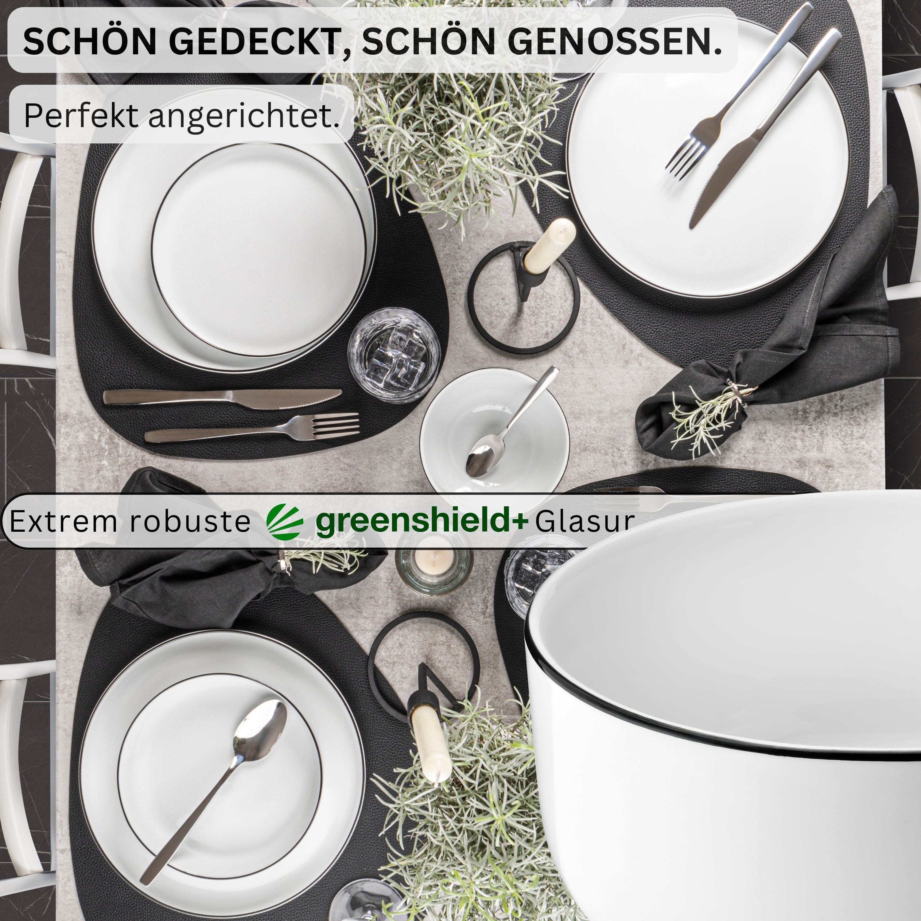 SÄNGER Porzellan Müslischalen Marlo Black Rim 6-teilig