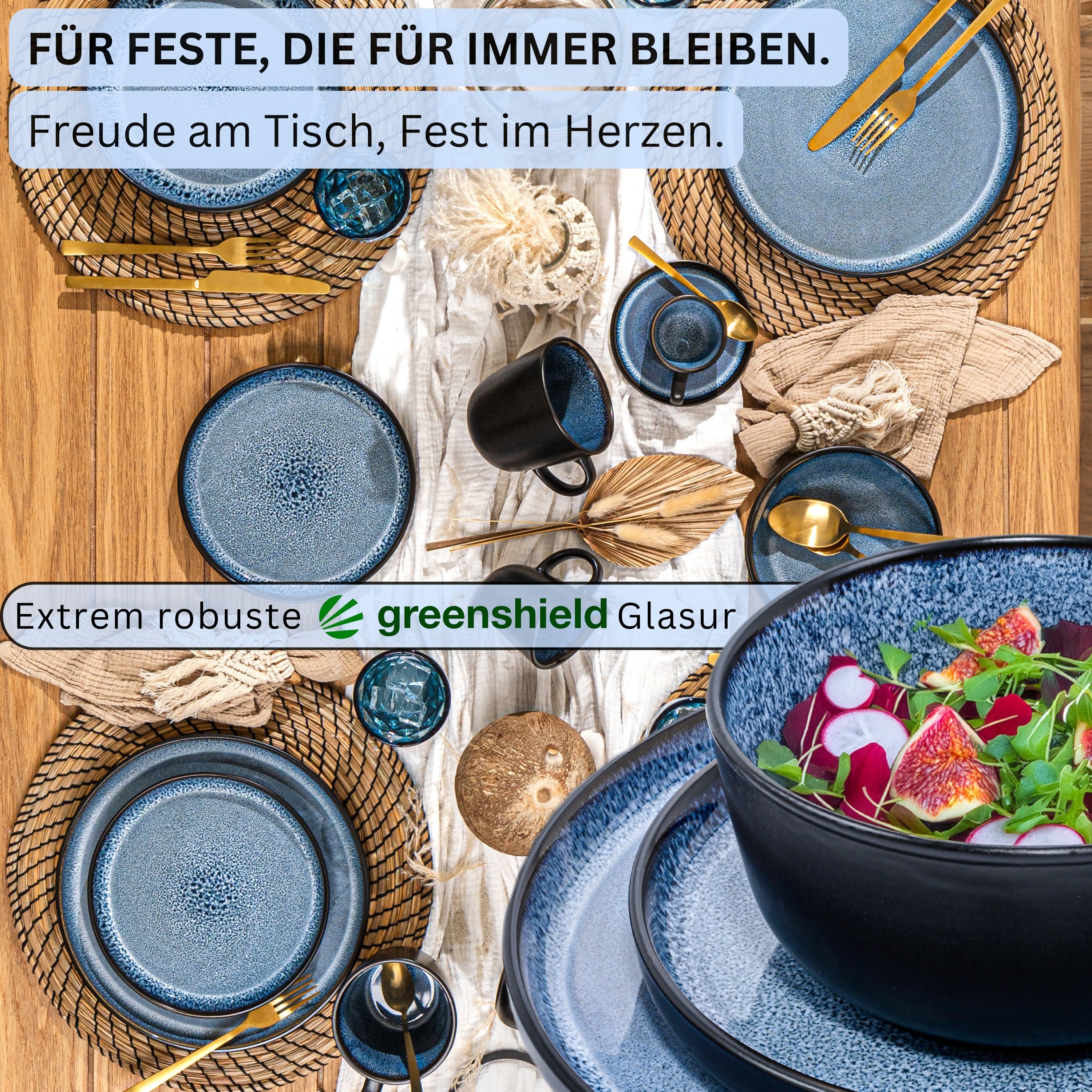 SÄNGER Steingut Geschirrset Aruba, Tafelservice 24 teilig für 6 Personen