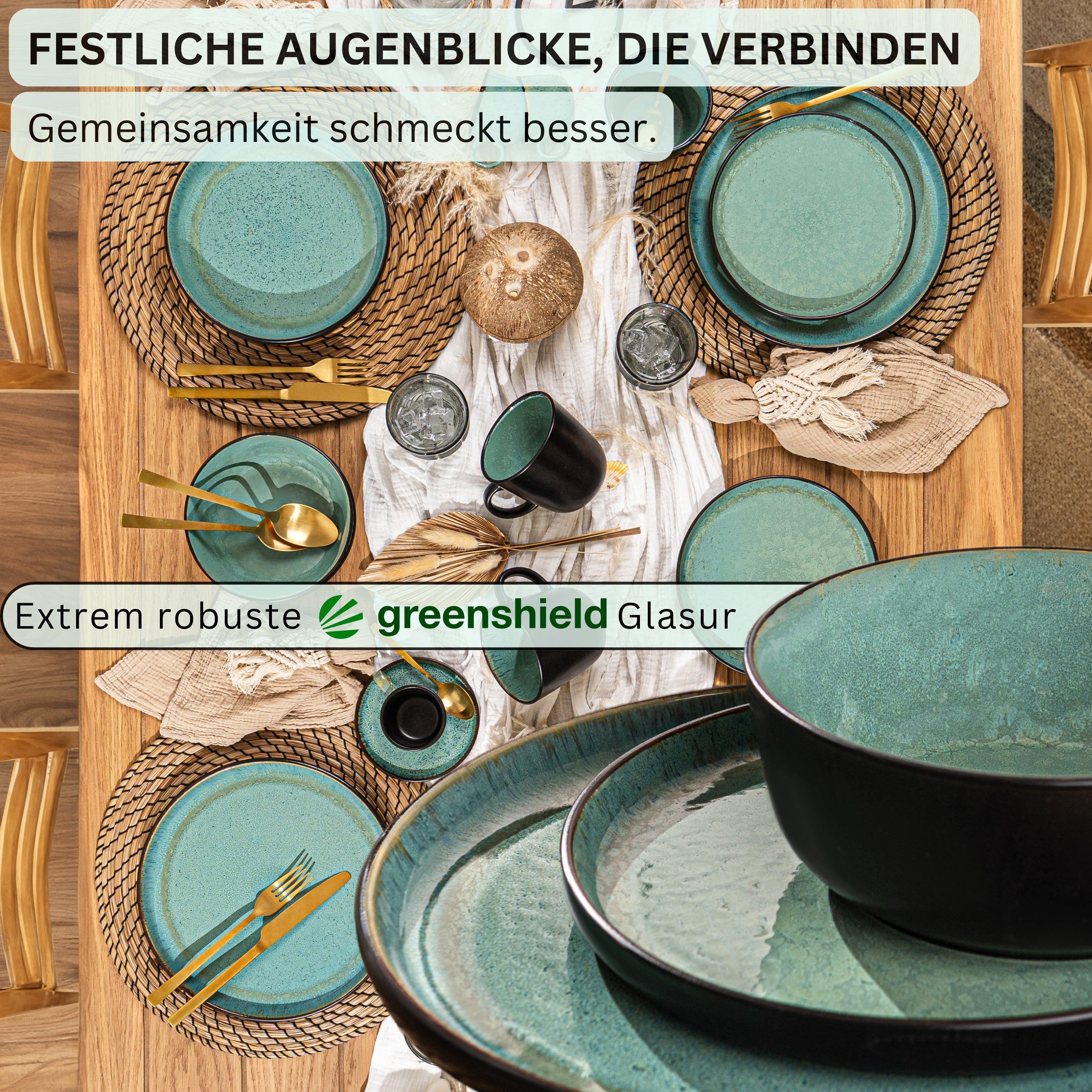 SÄNGER Steingut Geschirrset Fiji, Tafelservice 24 teilig für 6 Personen