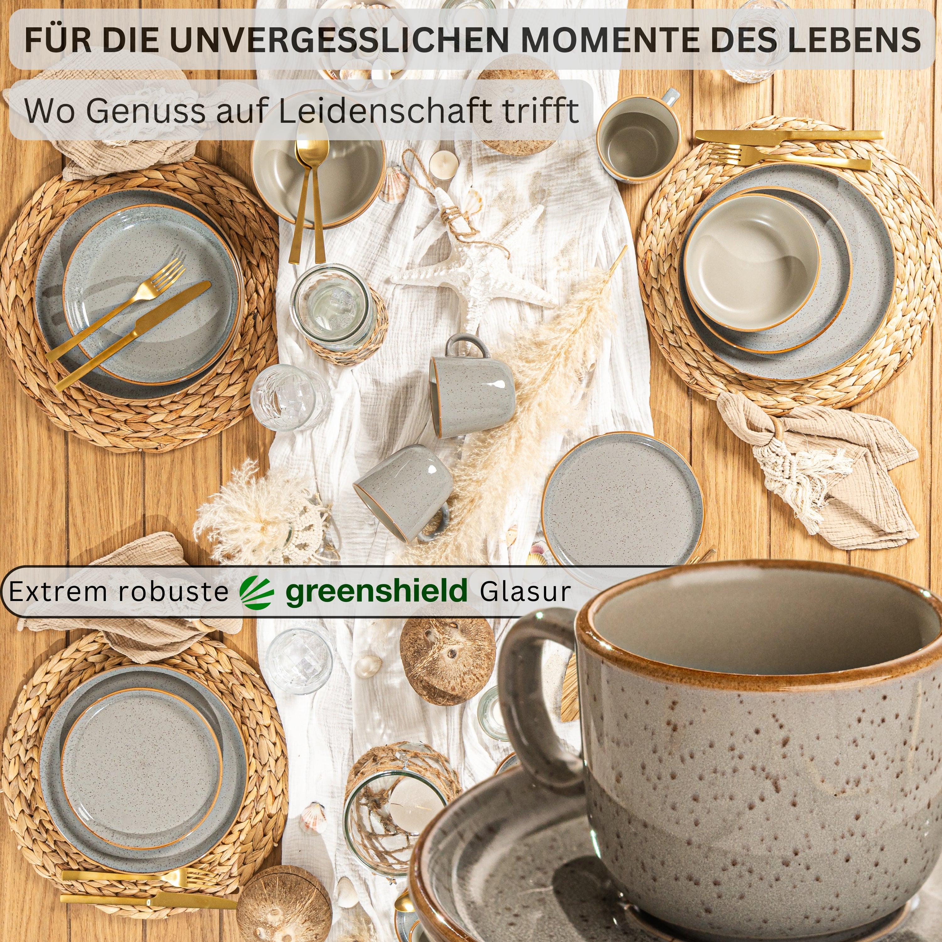 SÄNGER Espresso Cup Set Rio Pearl Grey 8-piece for 4 people