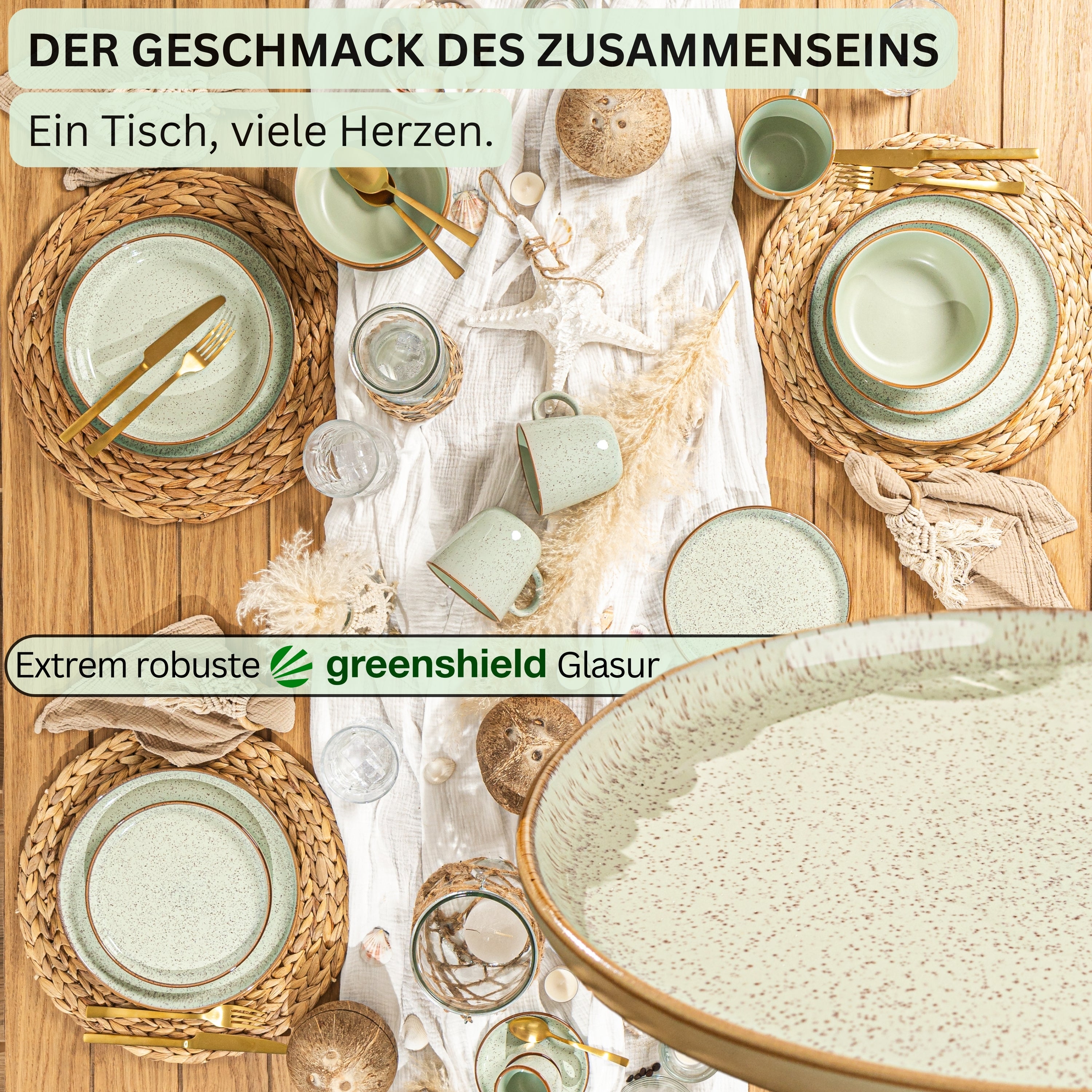 SÄNGER Dinner Plate Set Rio Mint - 6-piece stoneware