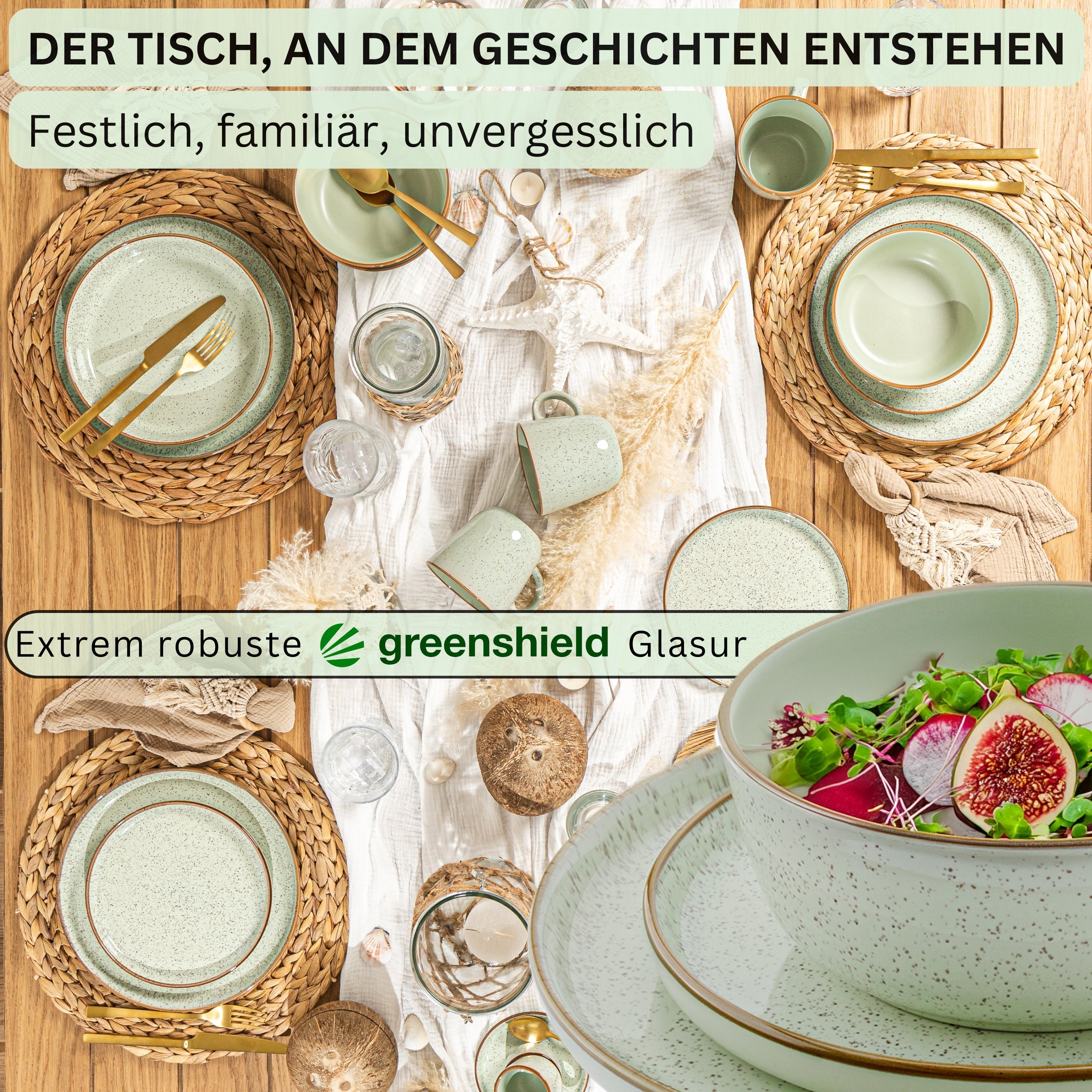 SÄNGER Tafelservice Rio Minze- 18 teilig aus Steingut