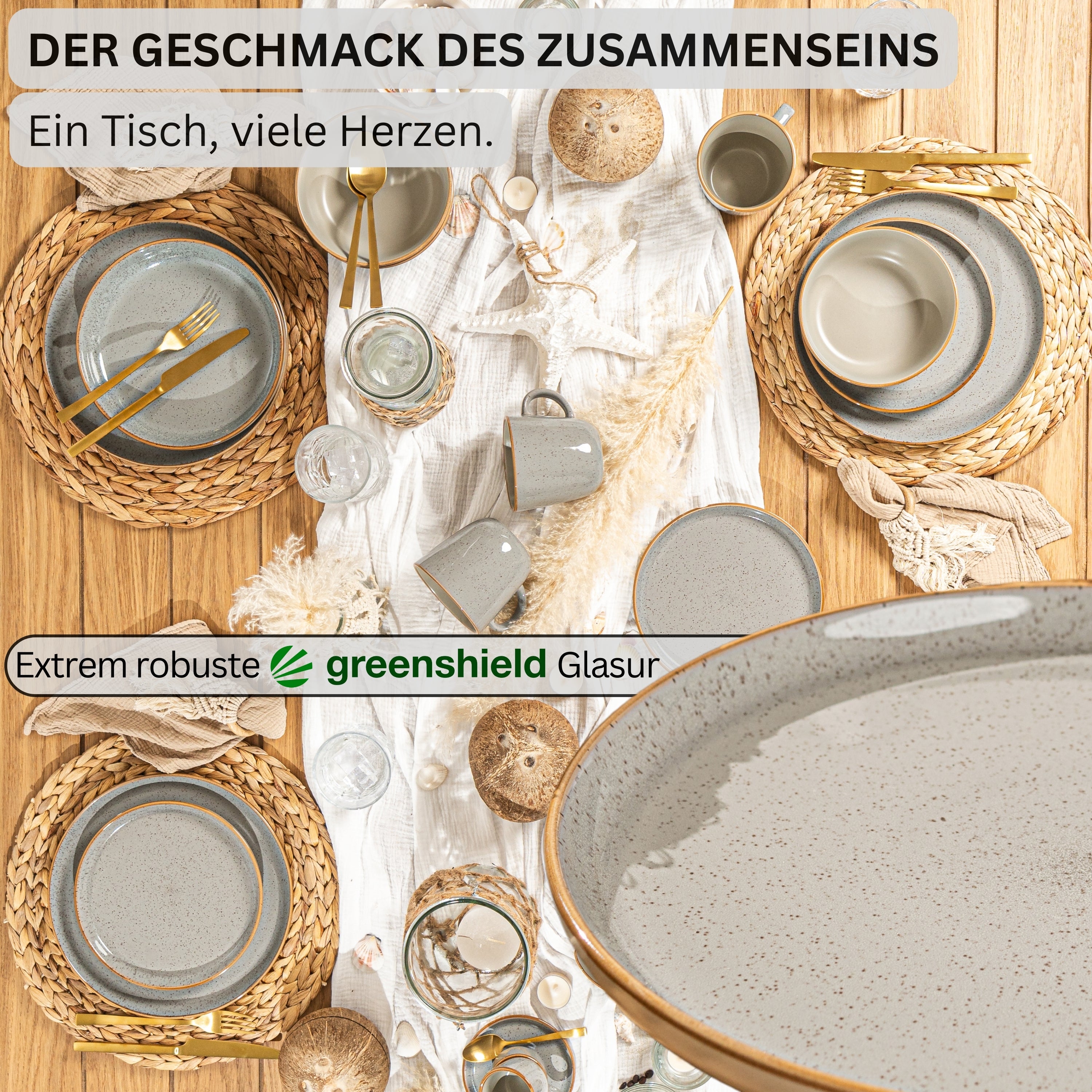 SÄNGER Dinner Plate Set Rio Pearl Grey - 6 Piece Stoneware