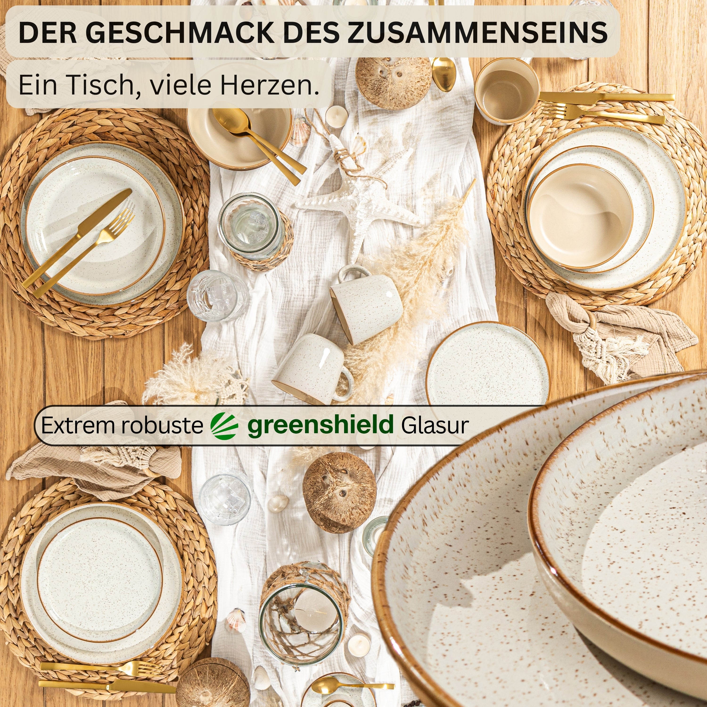 SÄNGER Dinner Plate Set Rio Creme - 6 Pieces Made of Stoneware