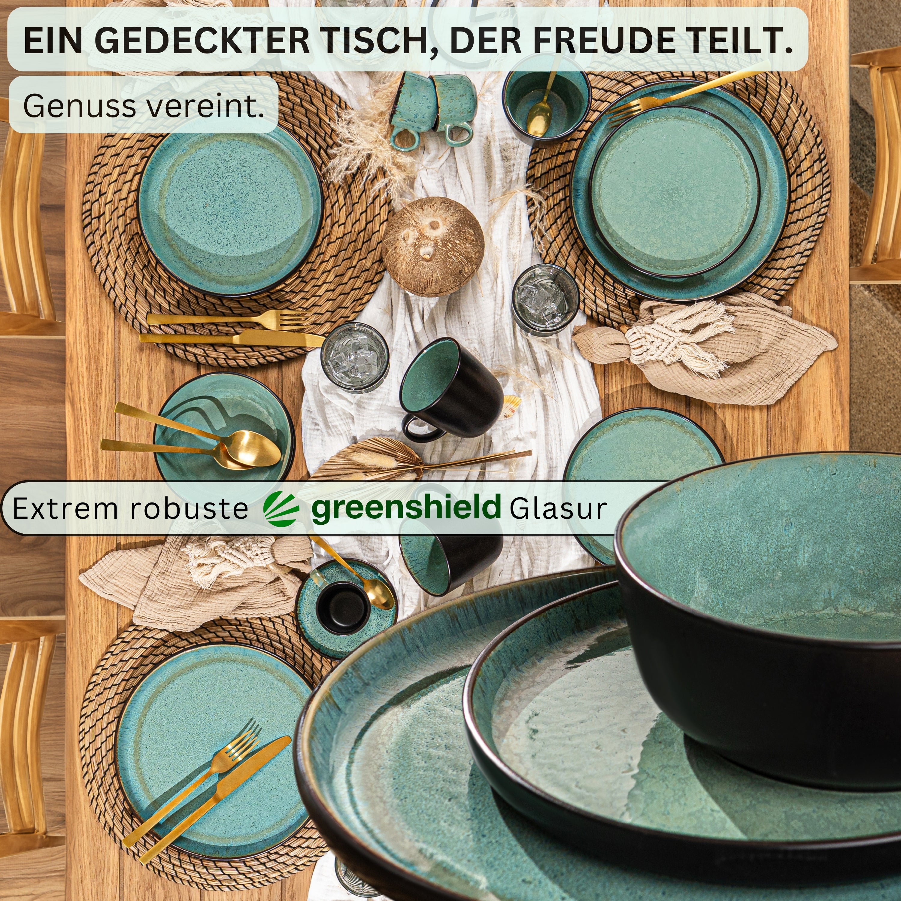 SÄNGER Stoneware Dinnerware Set Fiji, 18-Piece Dinner Service for 6 People