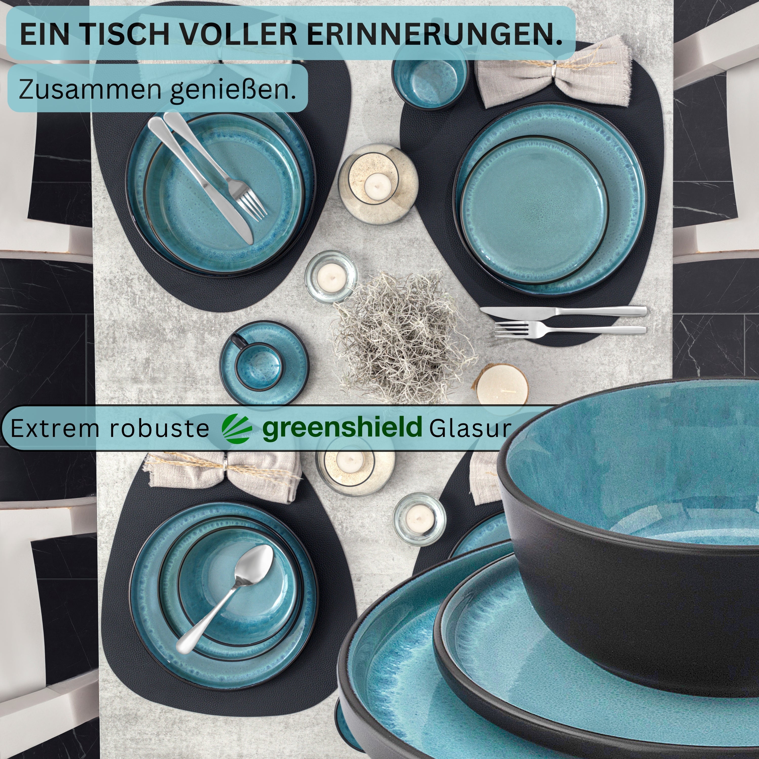 SÄNGER Stoneware Dinnerware Set Granada, 18-Piece Dinner Service for 6 People
