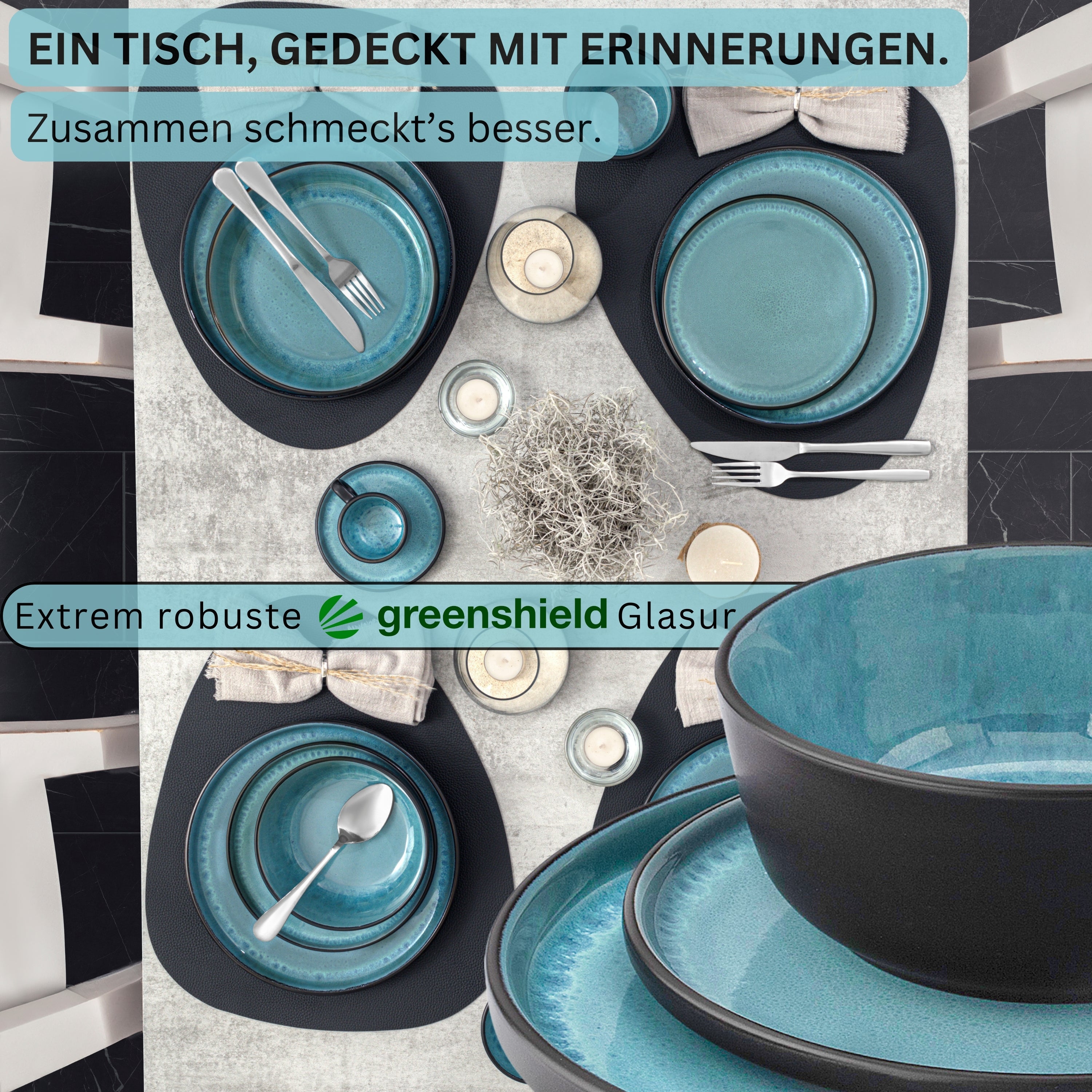 SÄNGER Steingut Geschirrset Granada, Kombiservice 30 teilig für 6 Personen