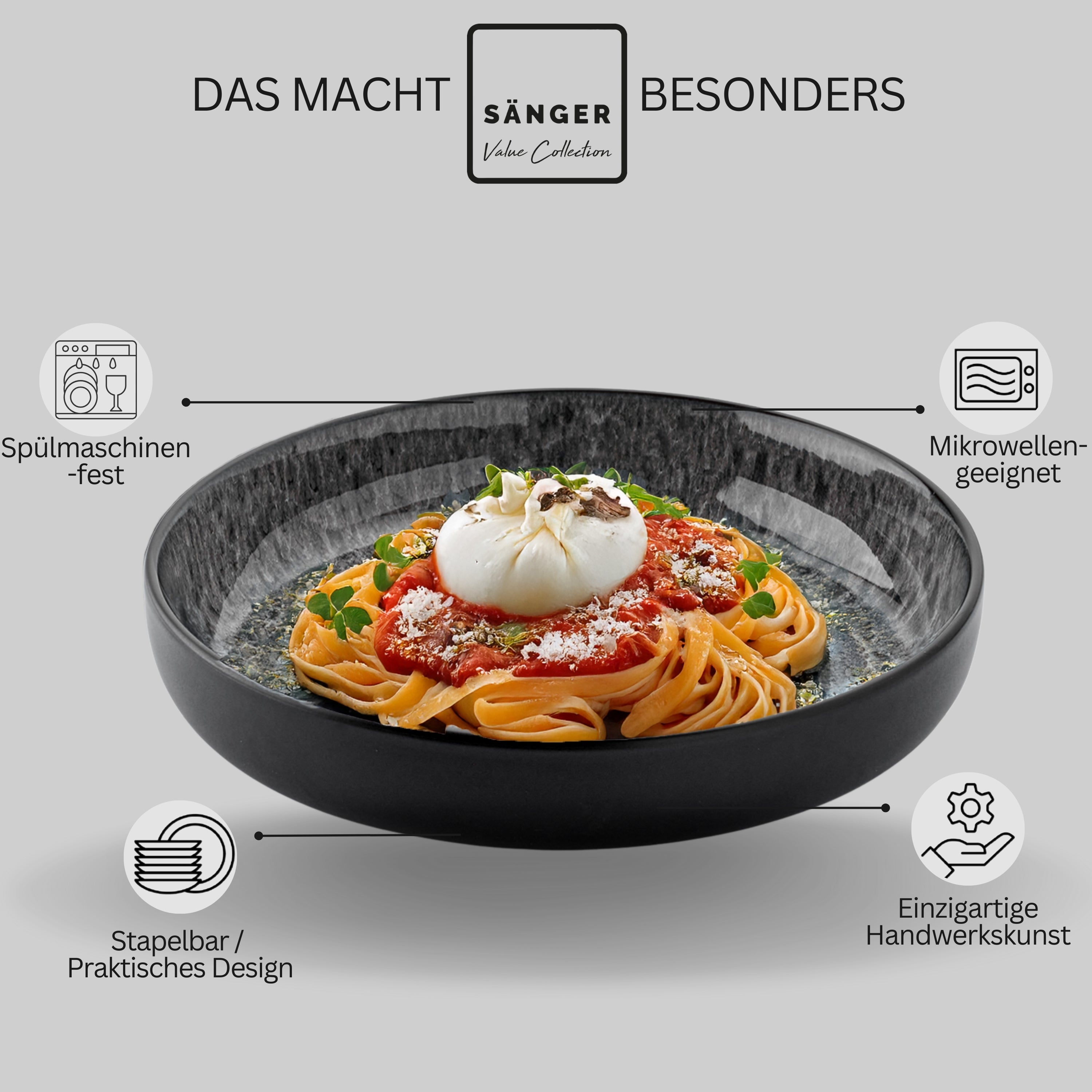 SÄNGER Steingut Geschirrset Sydney, Tafelservice 24 teilig für 6 Personen