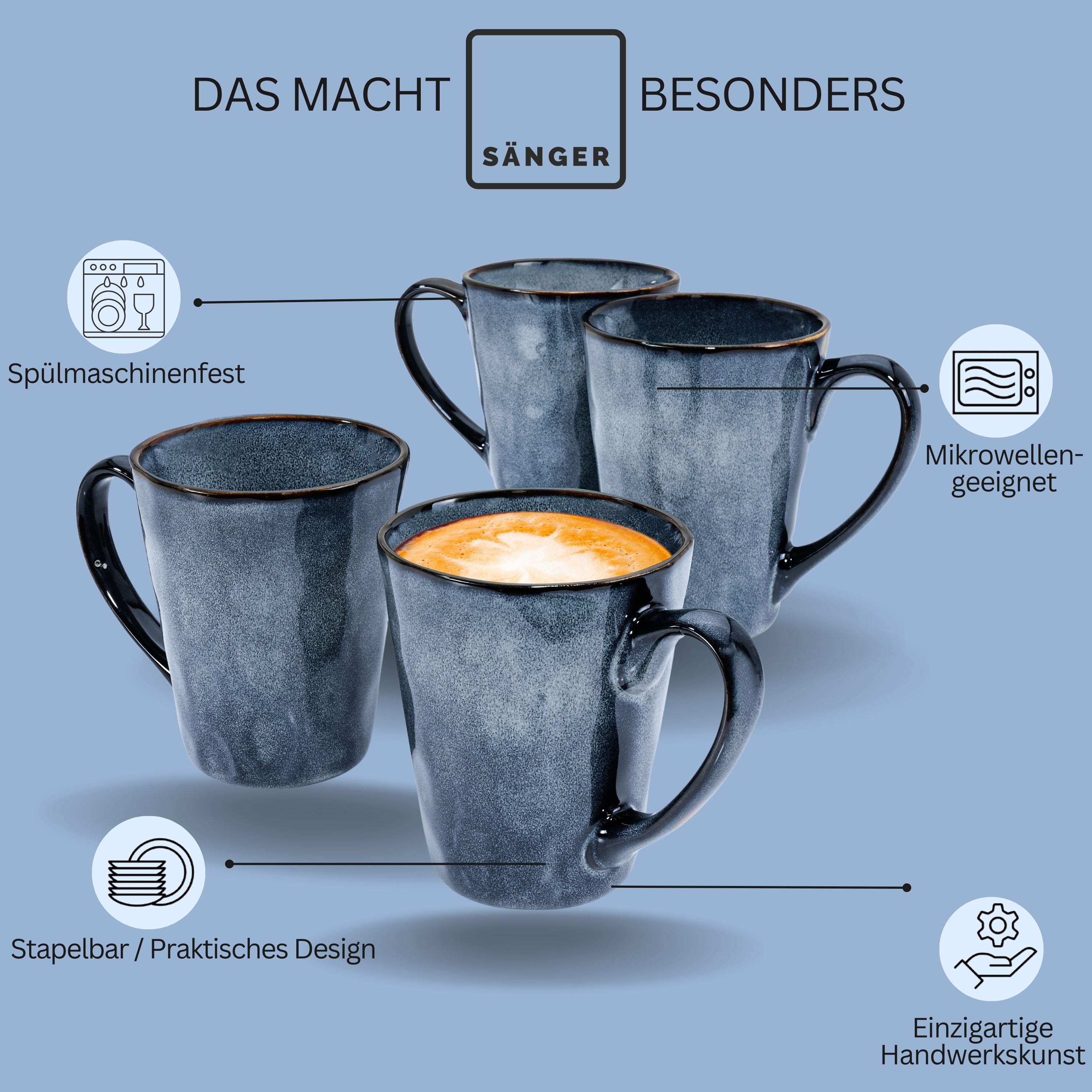 SÄNGER Kaffeebecher Set Darwin 4 teilig