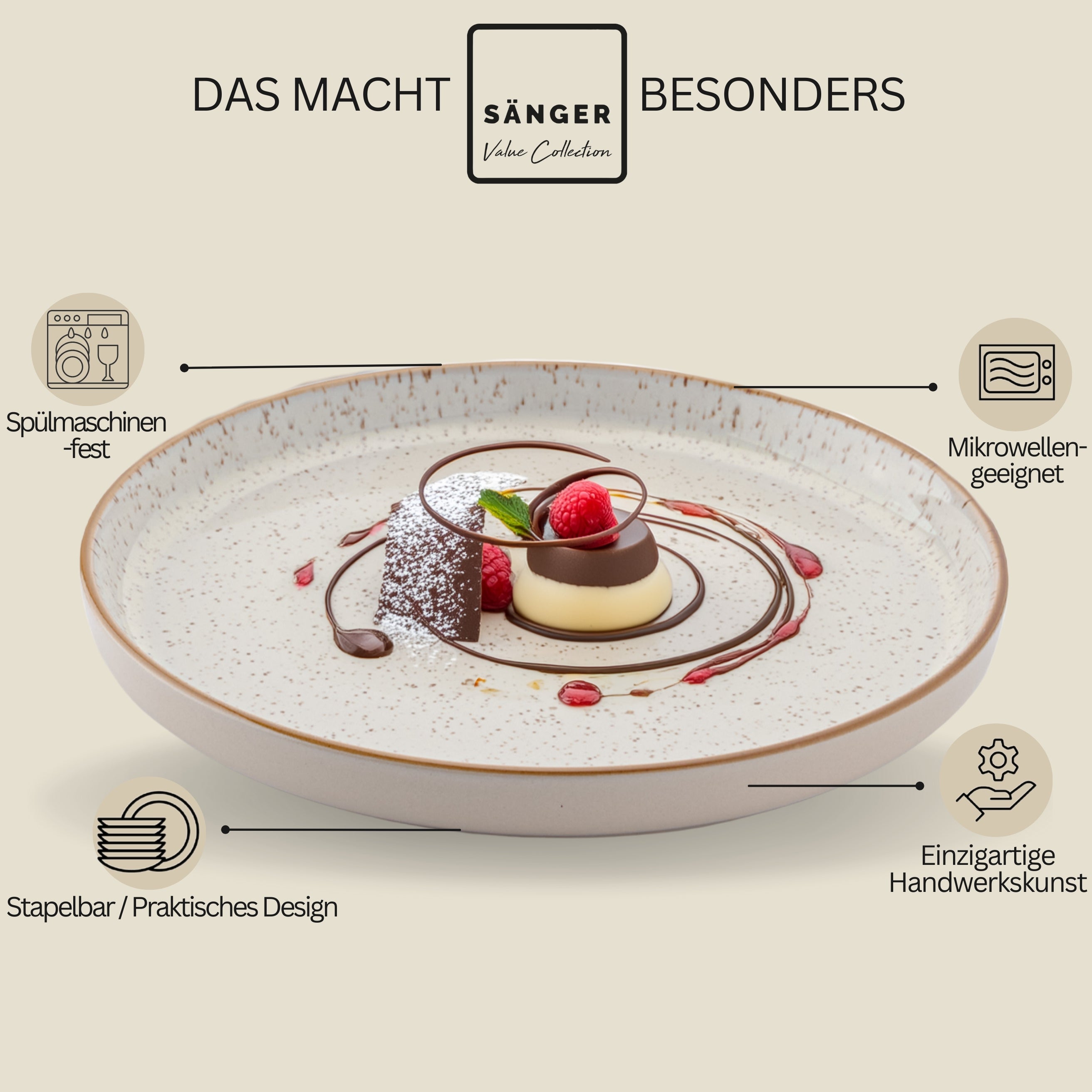 SÄNGER Dessertteller Set Rio Creme 4 teilig