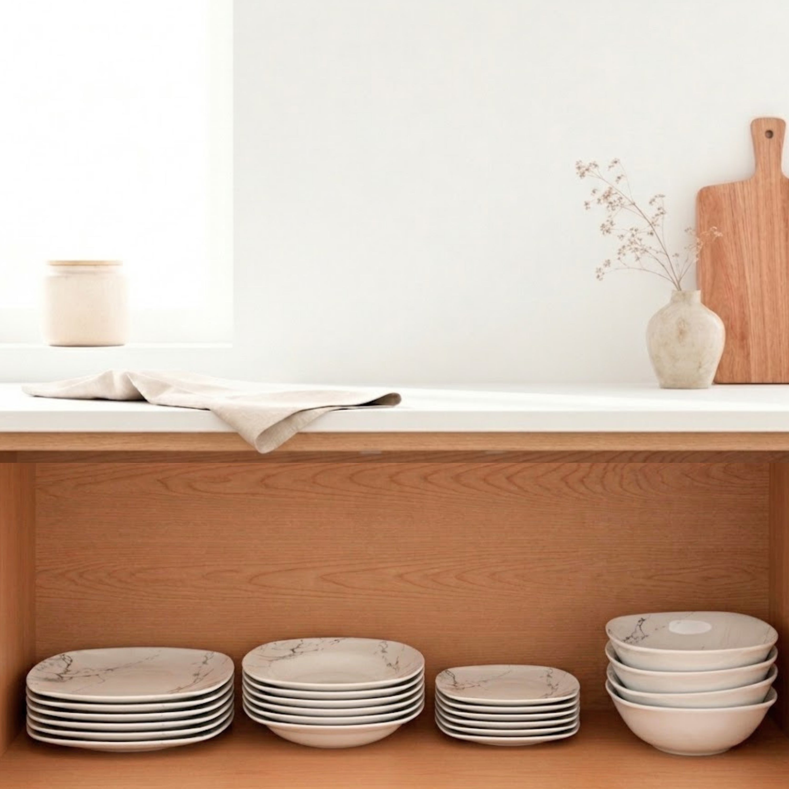 SÄNGER Porcelain Dinnerware Set Bilgola Marble, Dinner Service 24 Pieces for 6 People