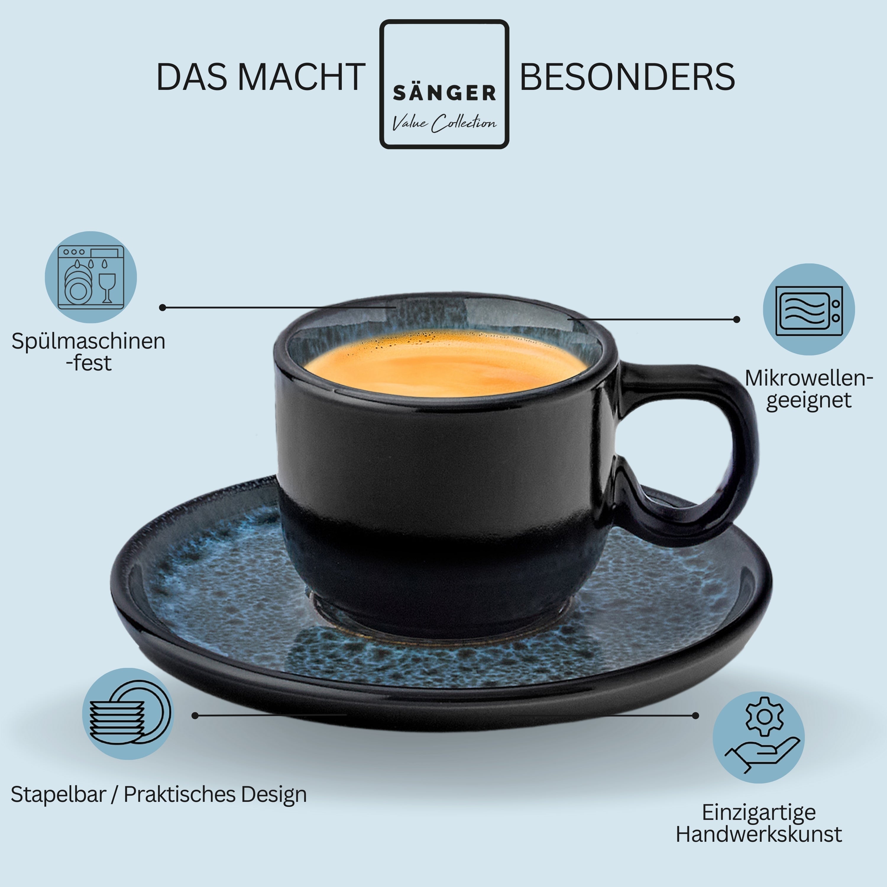 SÄNGER Espressotassen Set Manila - 12 teilig aus Steingut