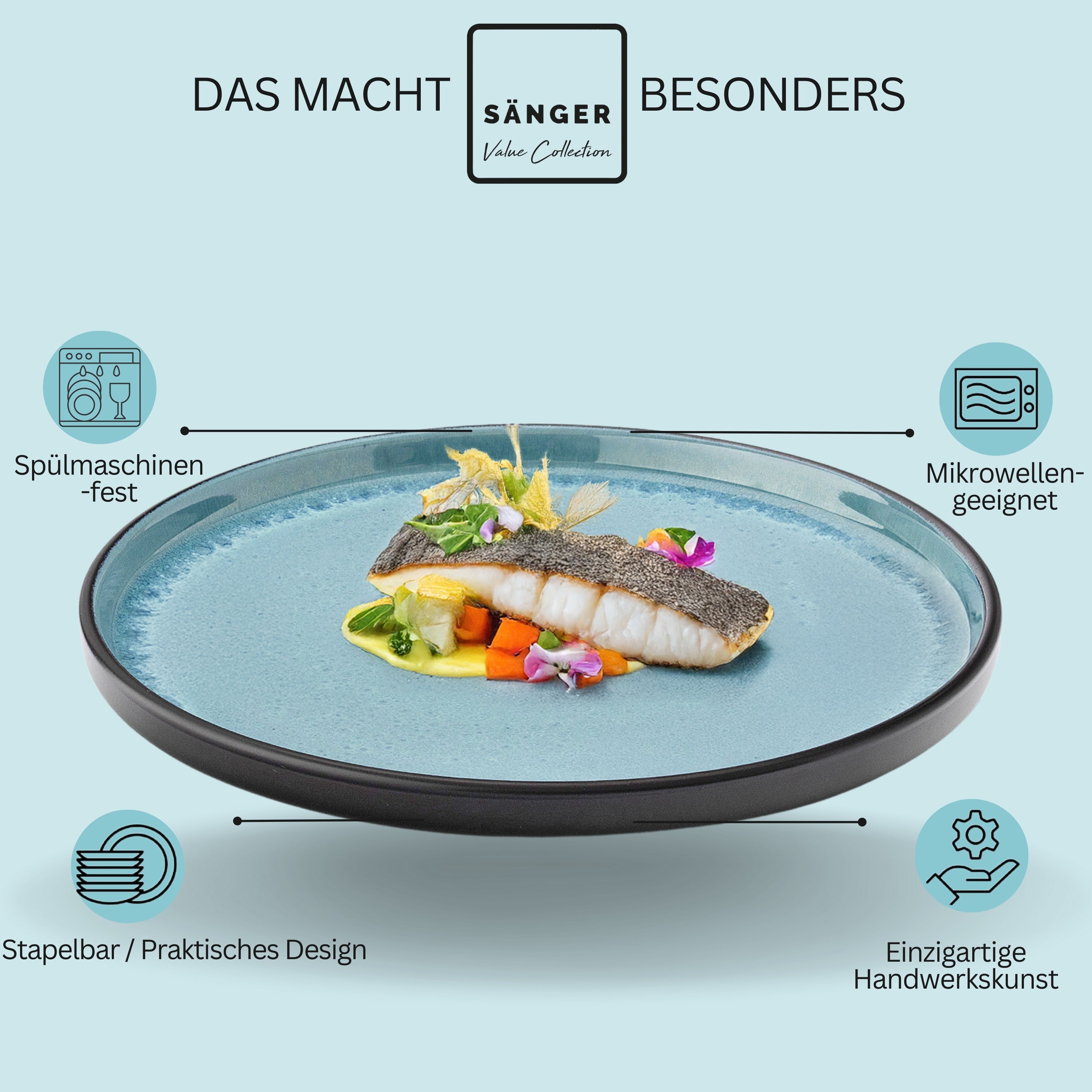 SÄNGER Dinner Plate Set Granada - 6 pieces, made of stoneware