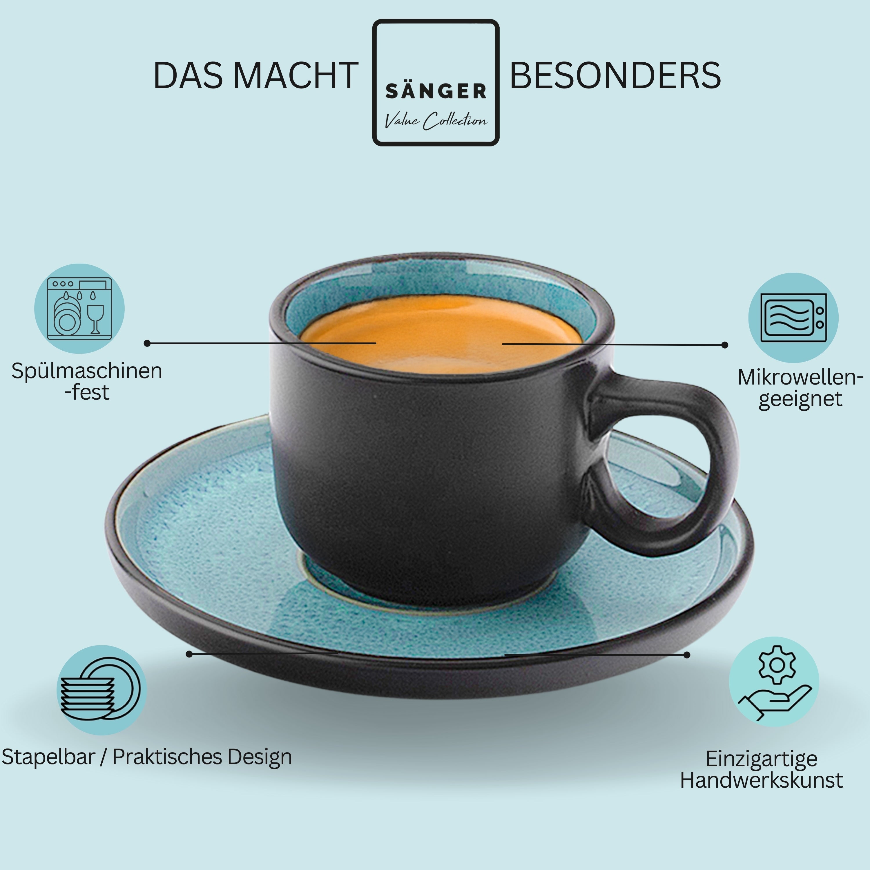 SÄNGER Espresso Cup Set Granada - 12 pieces made of stoneware